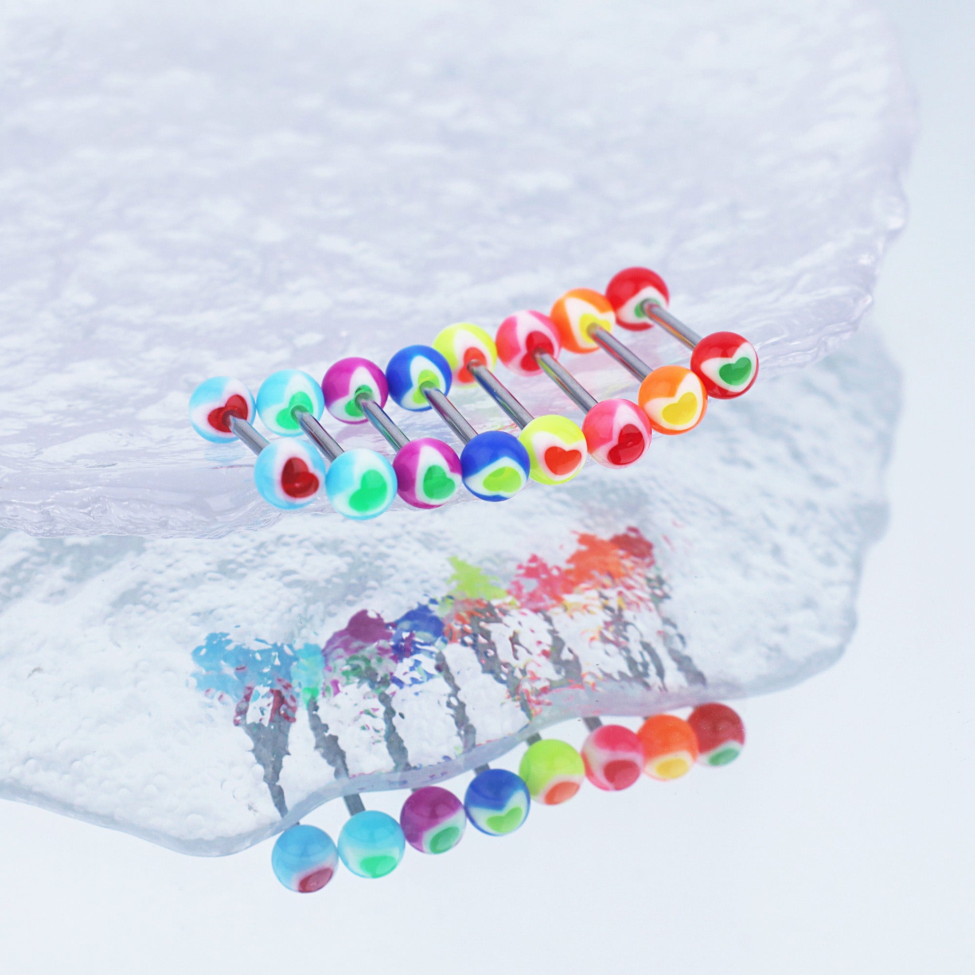 8PCS Heart Shaped Acrylic Barbell Studs Set