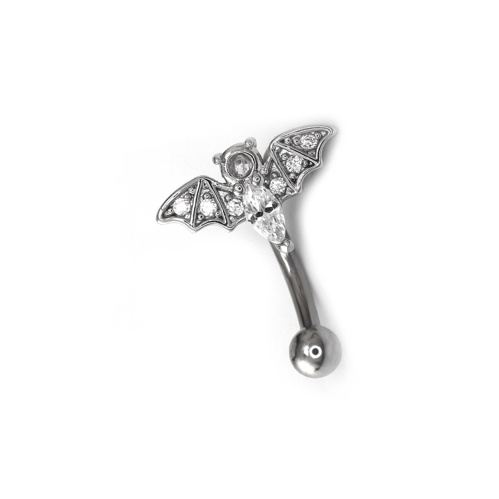 CZ Bat Externally Threaded Stainless Steel Brow Studs