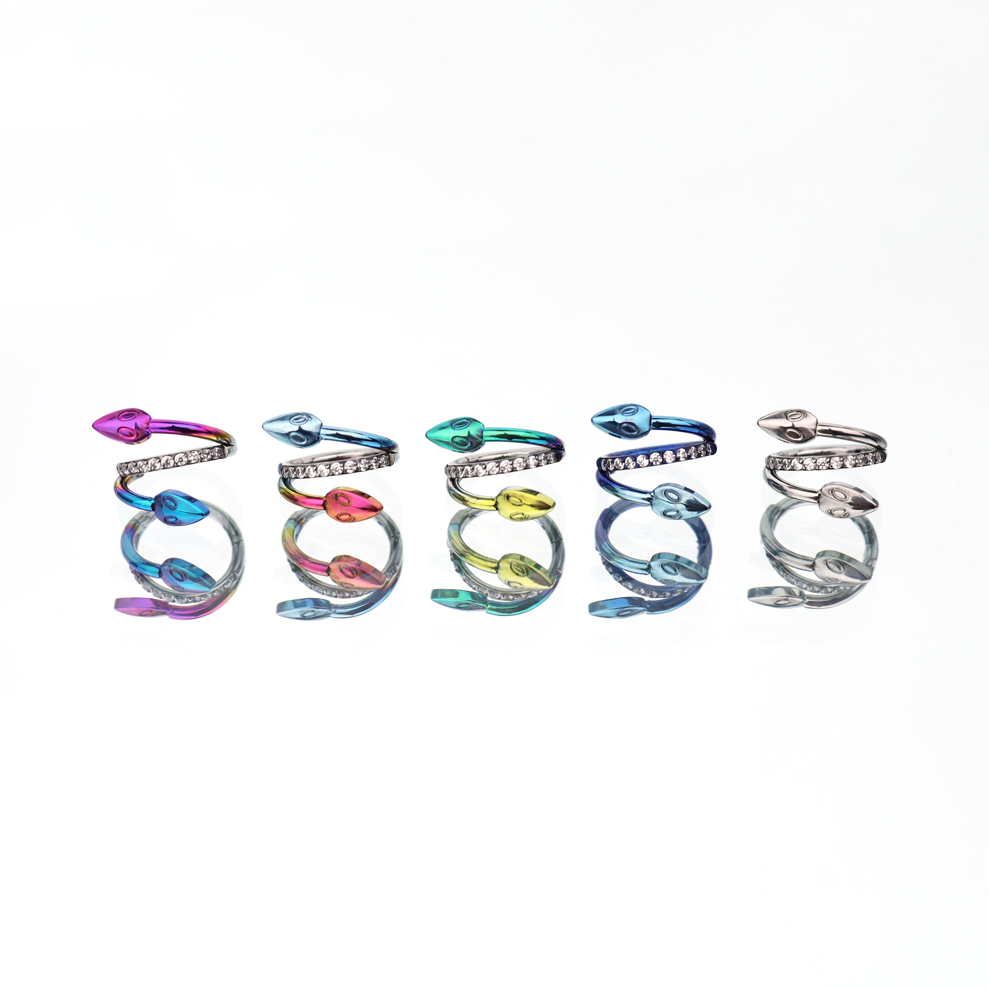 Double Head Snake Titanium Segment Hoop