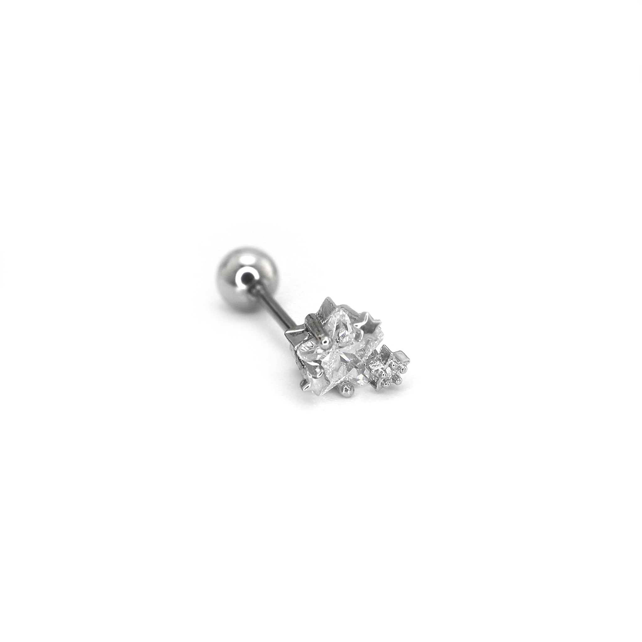Black & White Star CZ Thin Gauge Ear Studs ph2