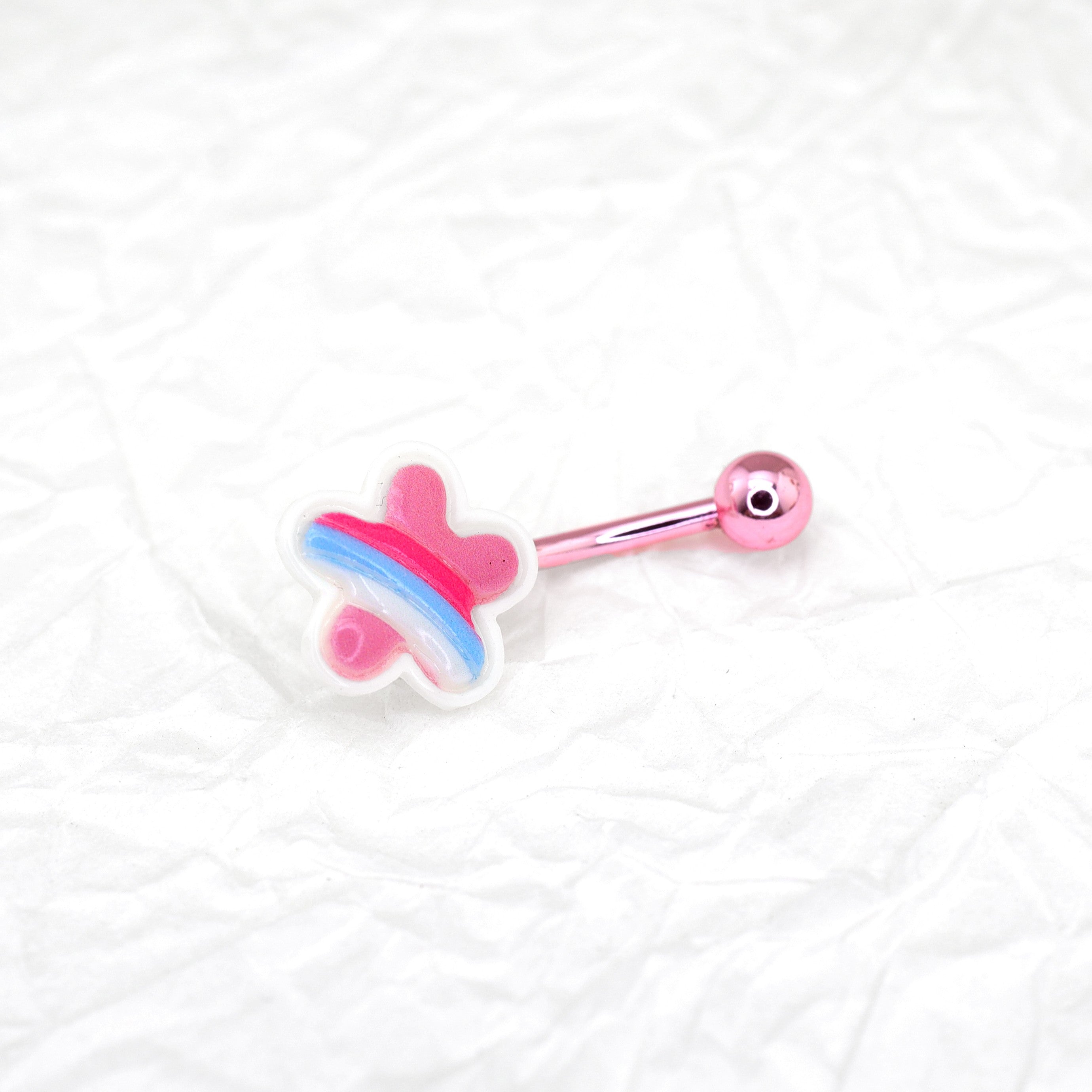 Pink Cherry Blossom Star stainless steel Belly Ring