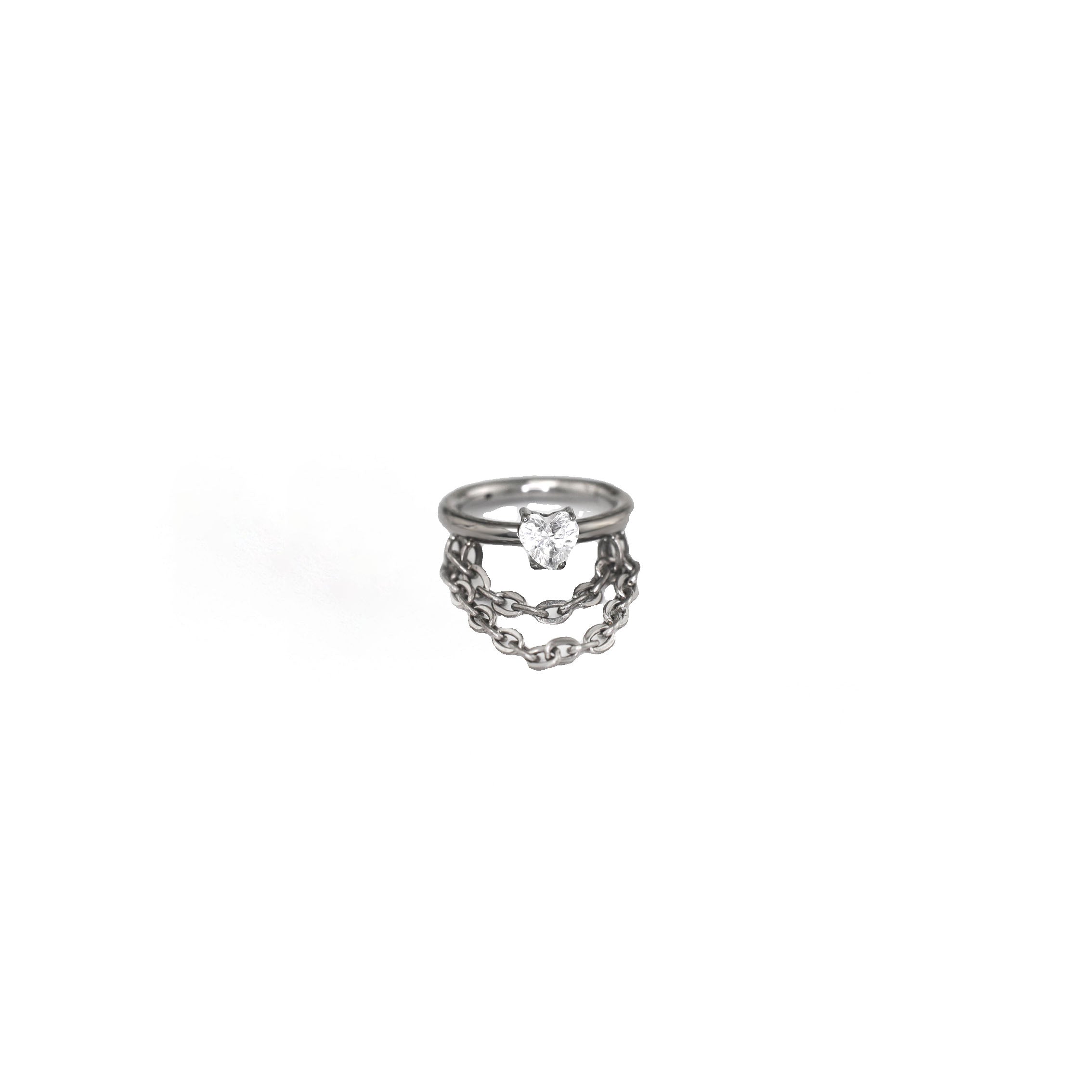 Heart-shaped CZ Chains Segment Hoop