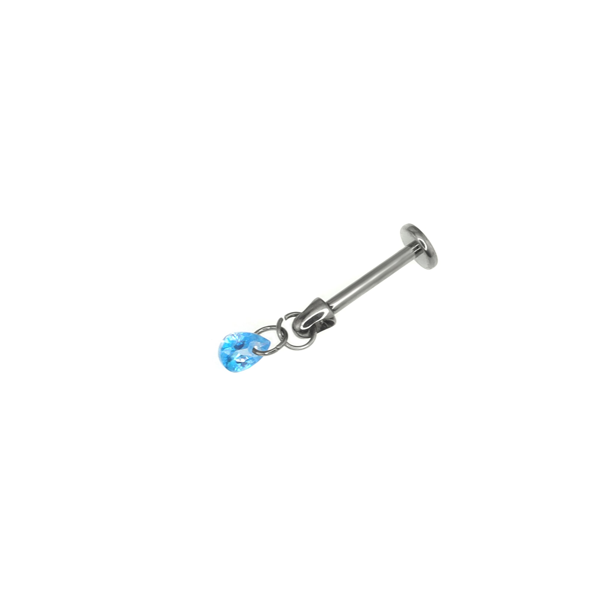 Rainbow Teardrop CZ Pendant Internally Threaded Titanium Studs