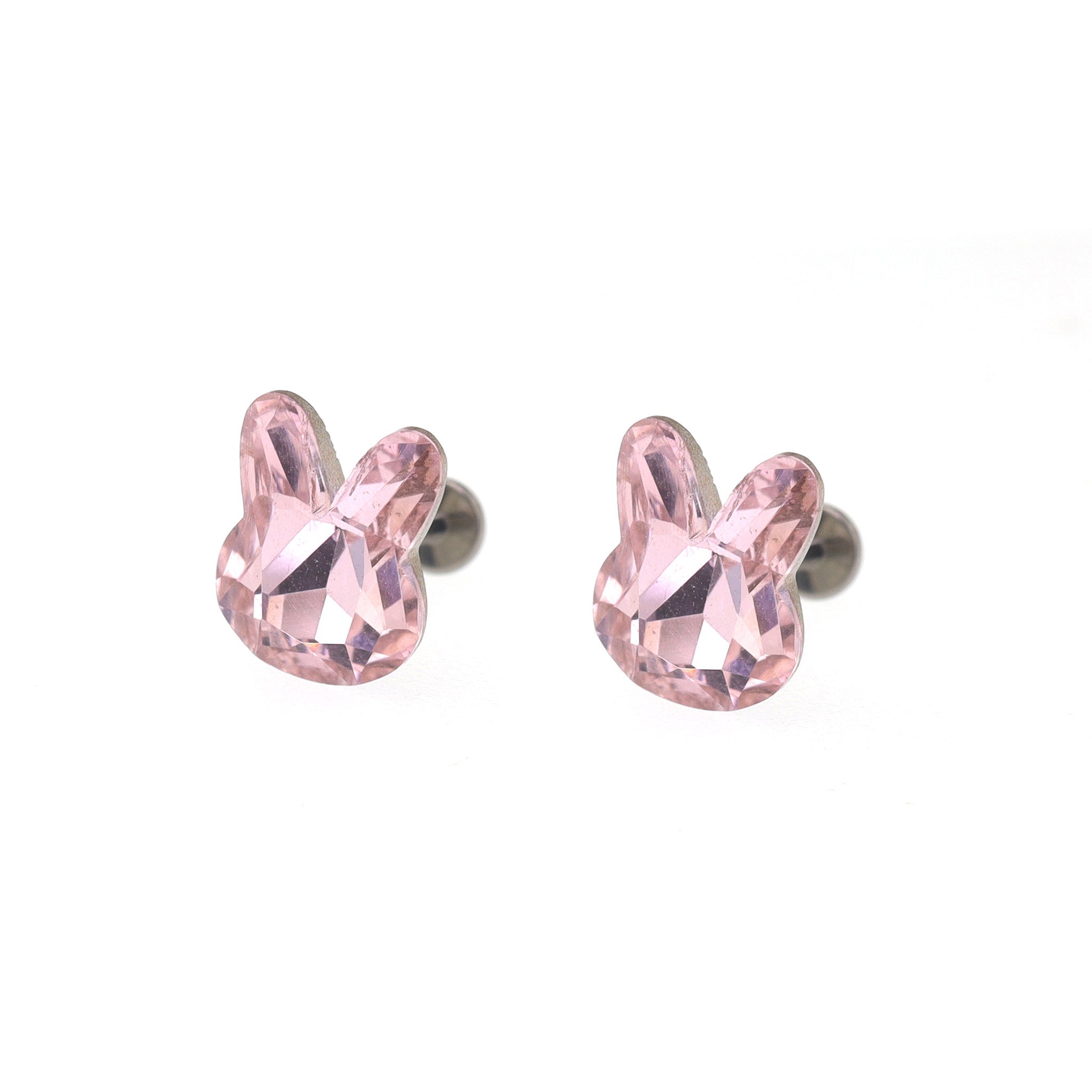 Pink & White Bunny Internally Threaded Titanium Studs ph1
