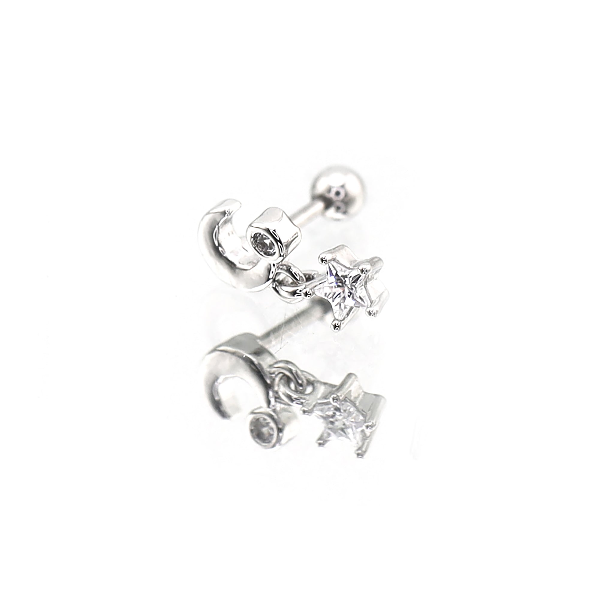 Star & Moon Dangle stainless steel Ear Studs ph1