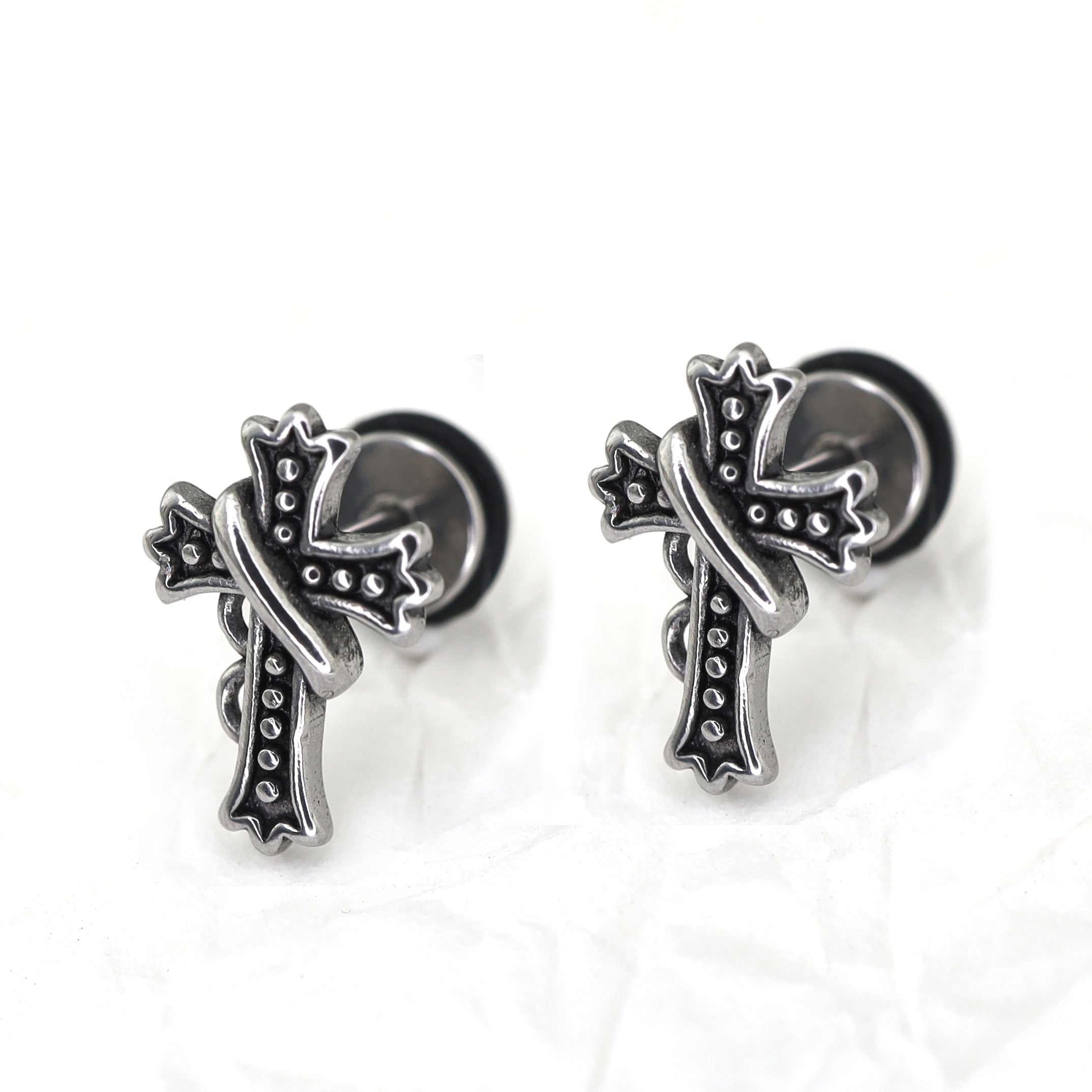 Vintage Twisted Cross tainless steel  Ear Studs ph1