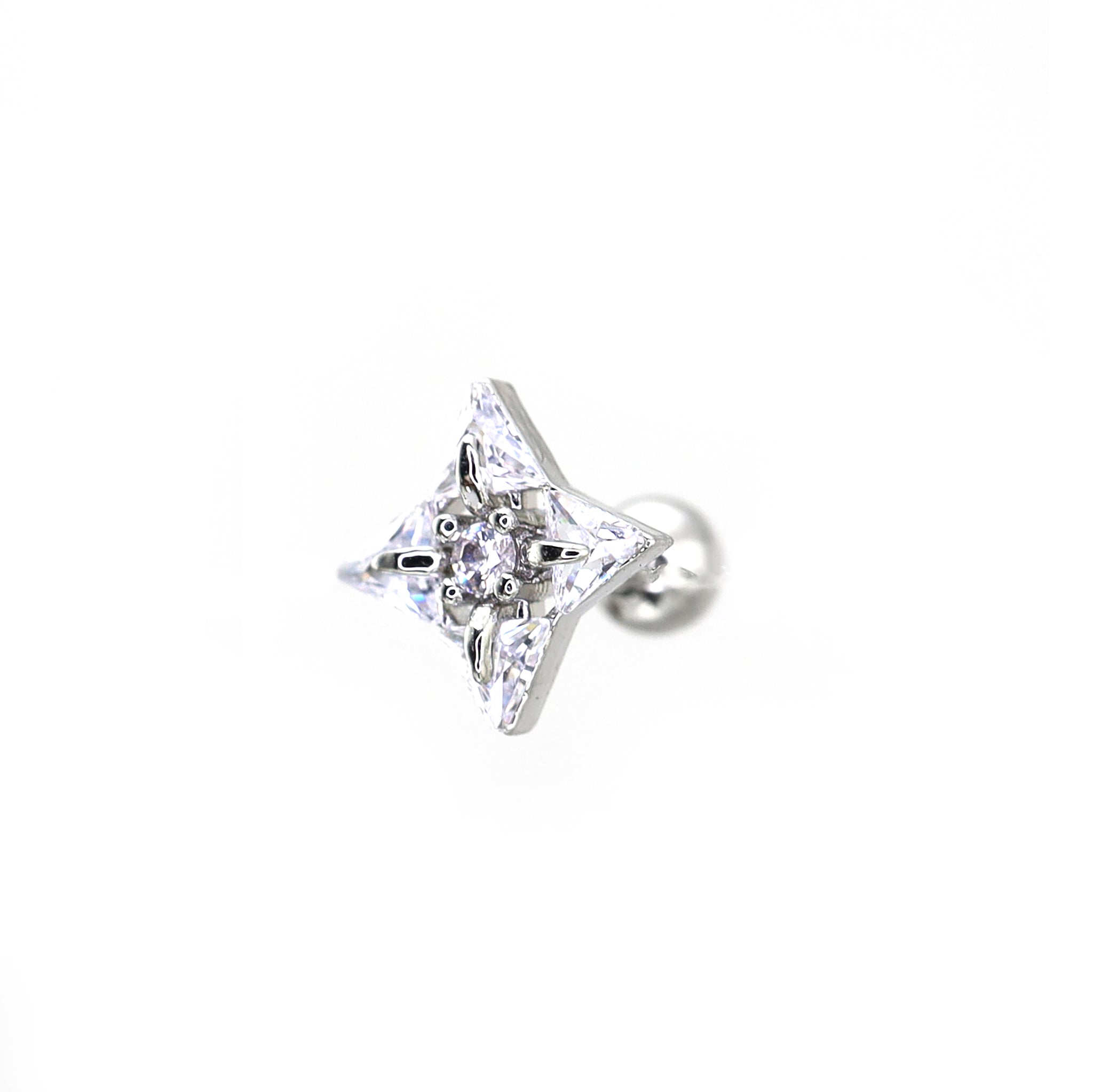 Four-Point Star CZ Thin Gauge Ear Studs ph1