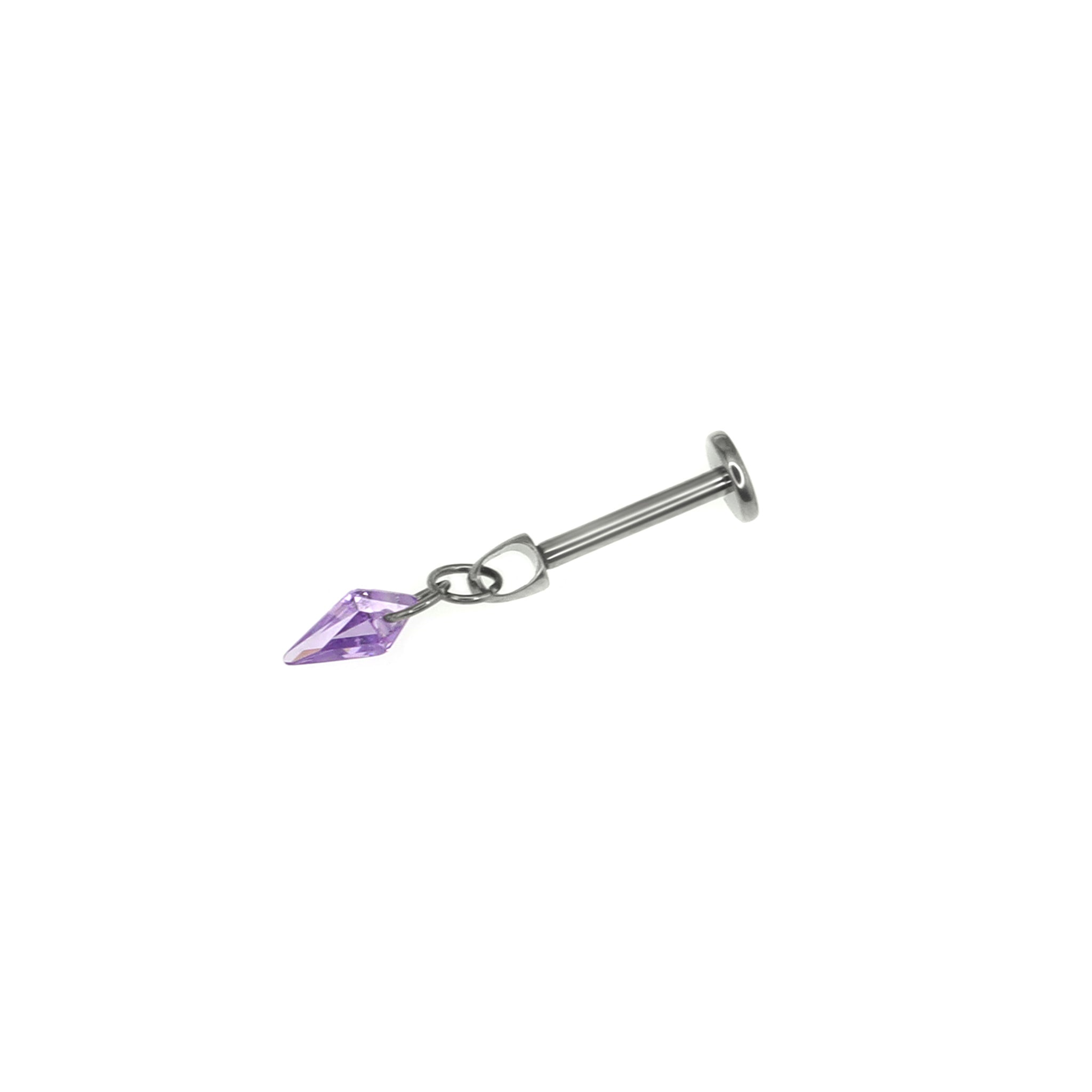 Rainbow Diamond CZ Pendant Internally Threaded Titanium Studs