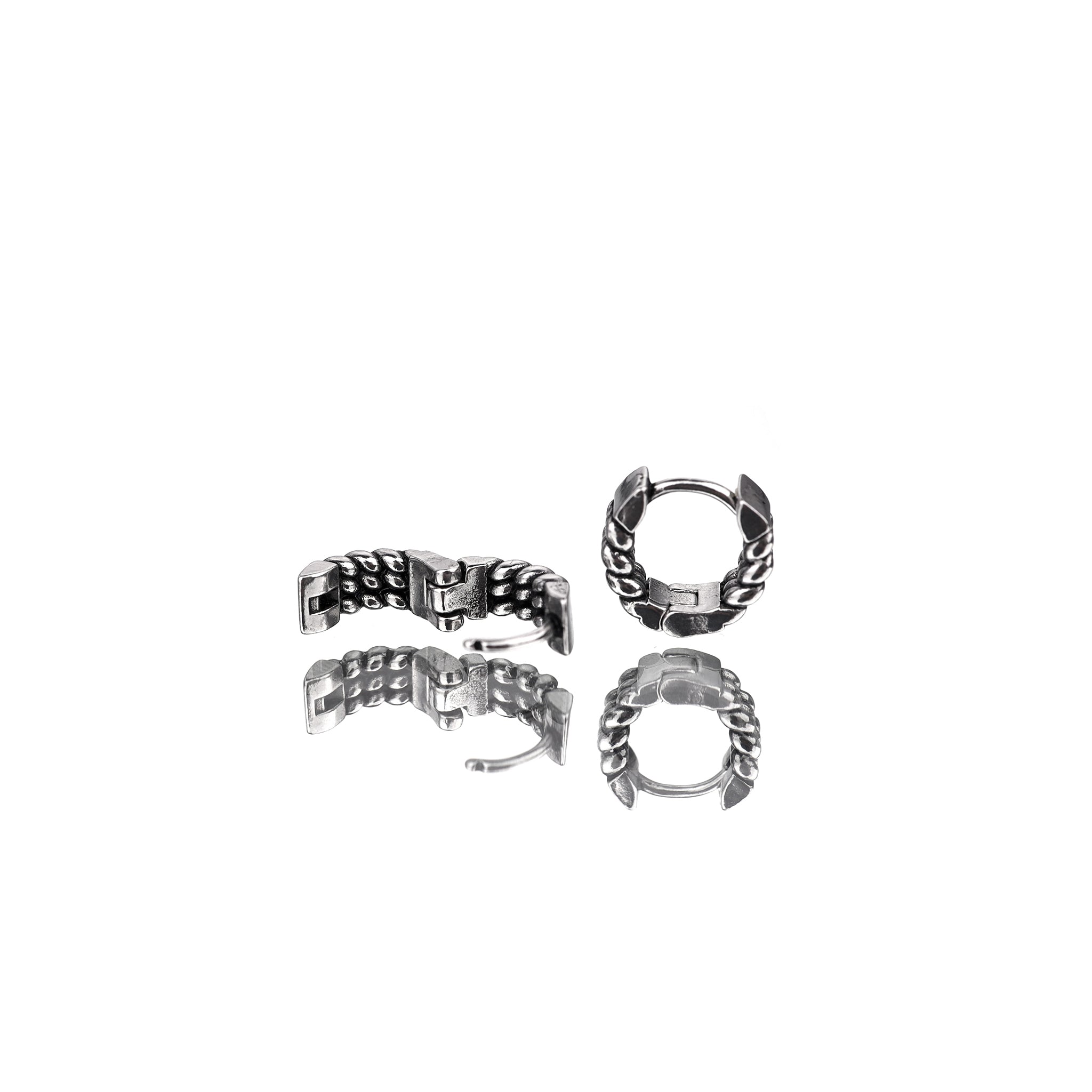 刻印入りロープノットステンレススチールイヤリング