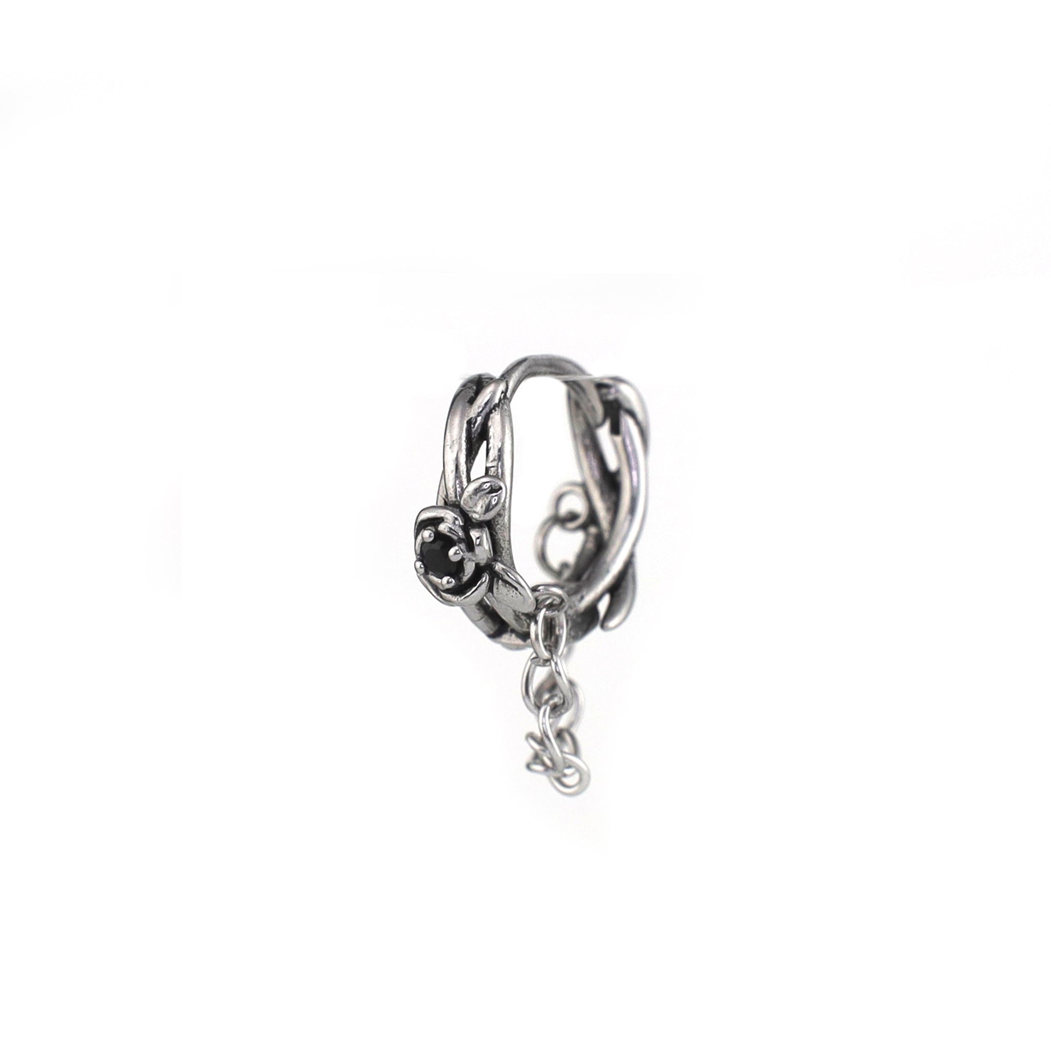 Rose Vine Drop Chain Stainless Steel Earrings ph2