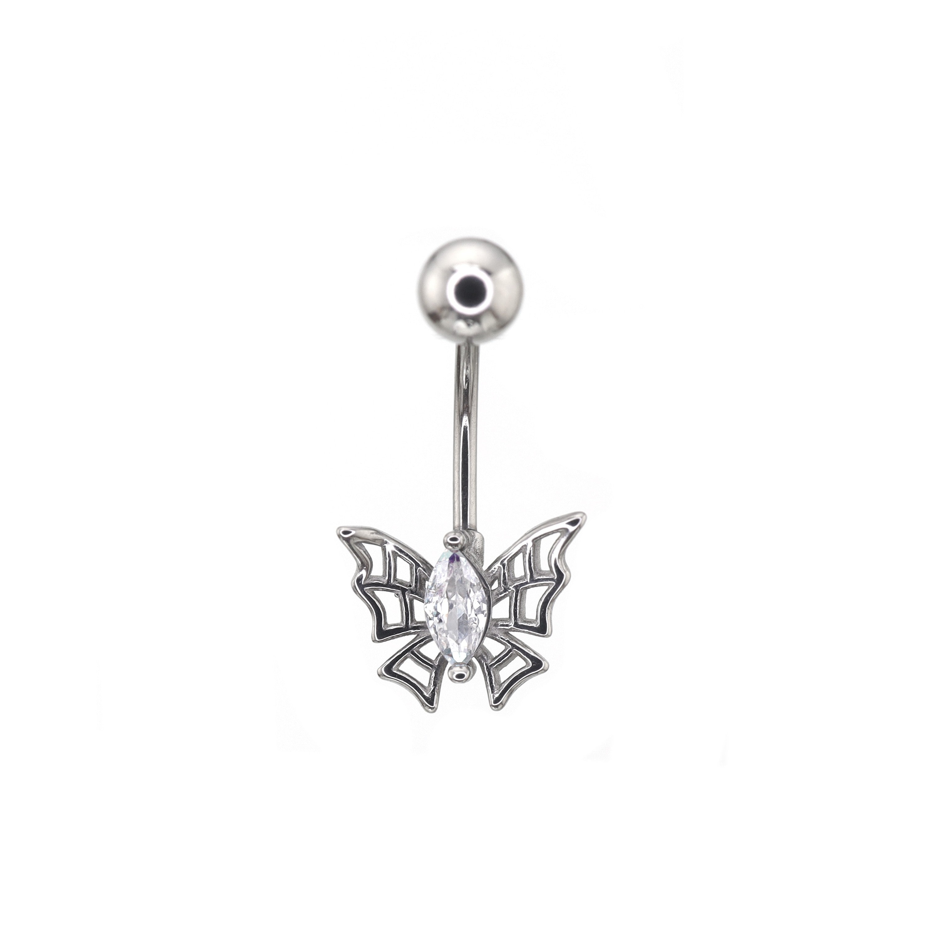 Butterfly Spider Web CZ  Belly Ring