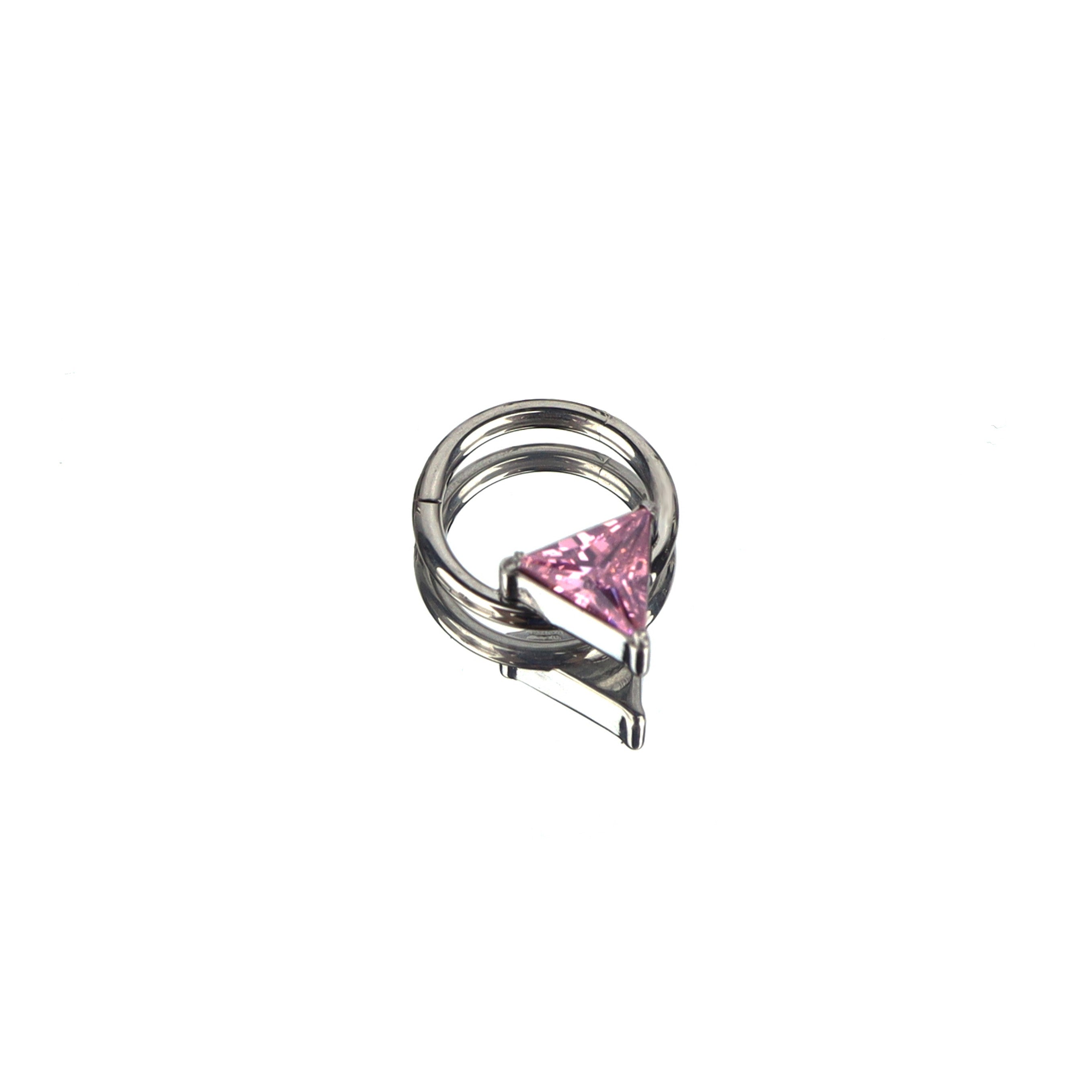 Triangle CZ stainless steel Segment Hoop