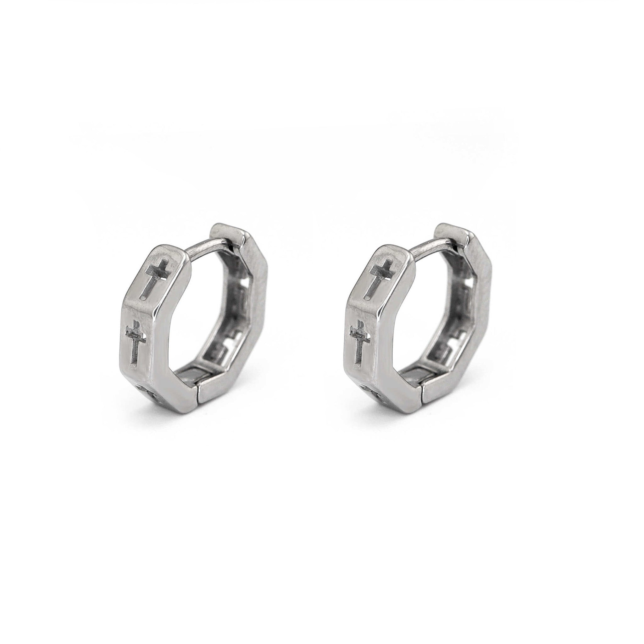 Openwork Hexagon Cross stainless steel Earrings ph1