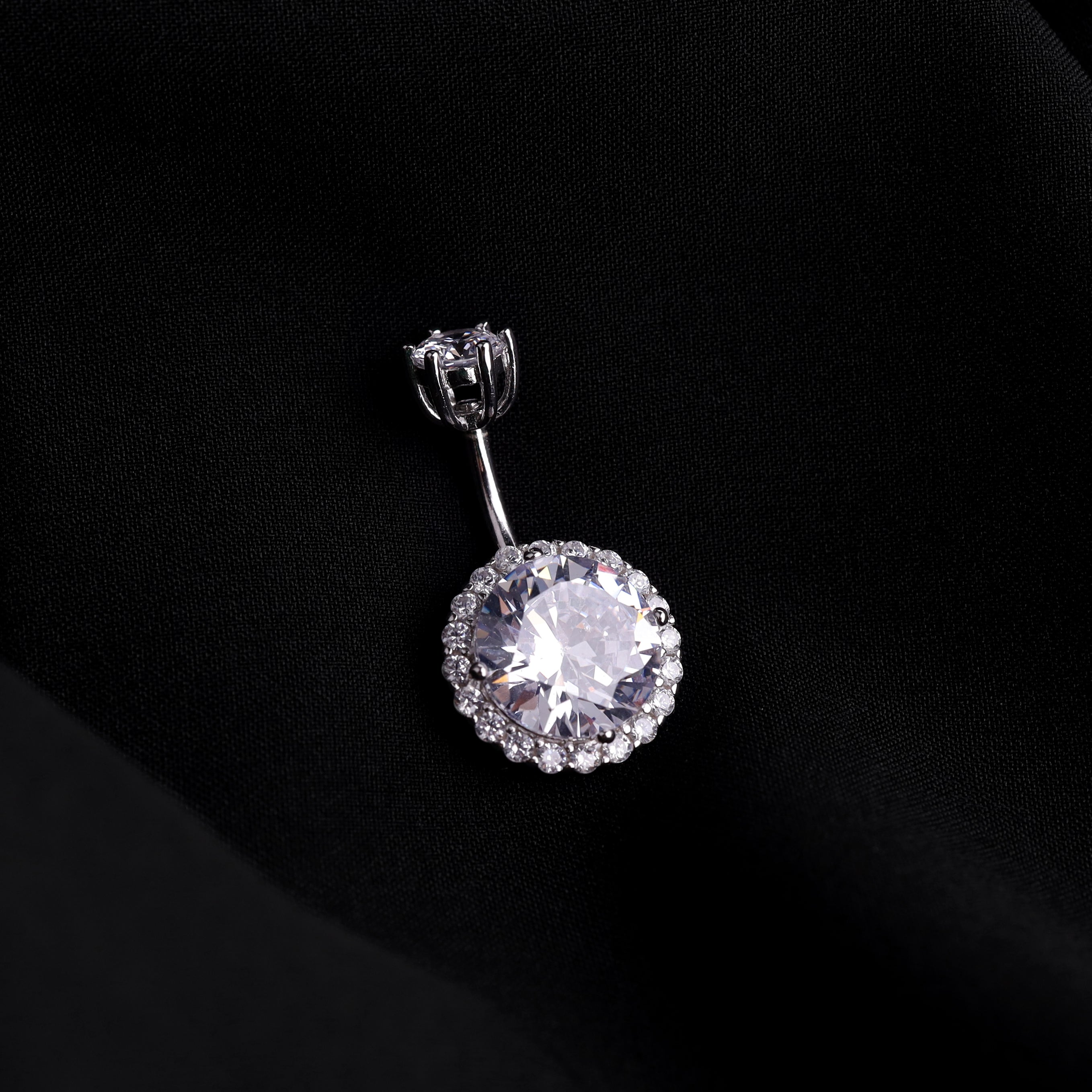 Sterling Silver Single Row Crystal Navel Ring ph3 未完成