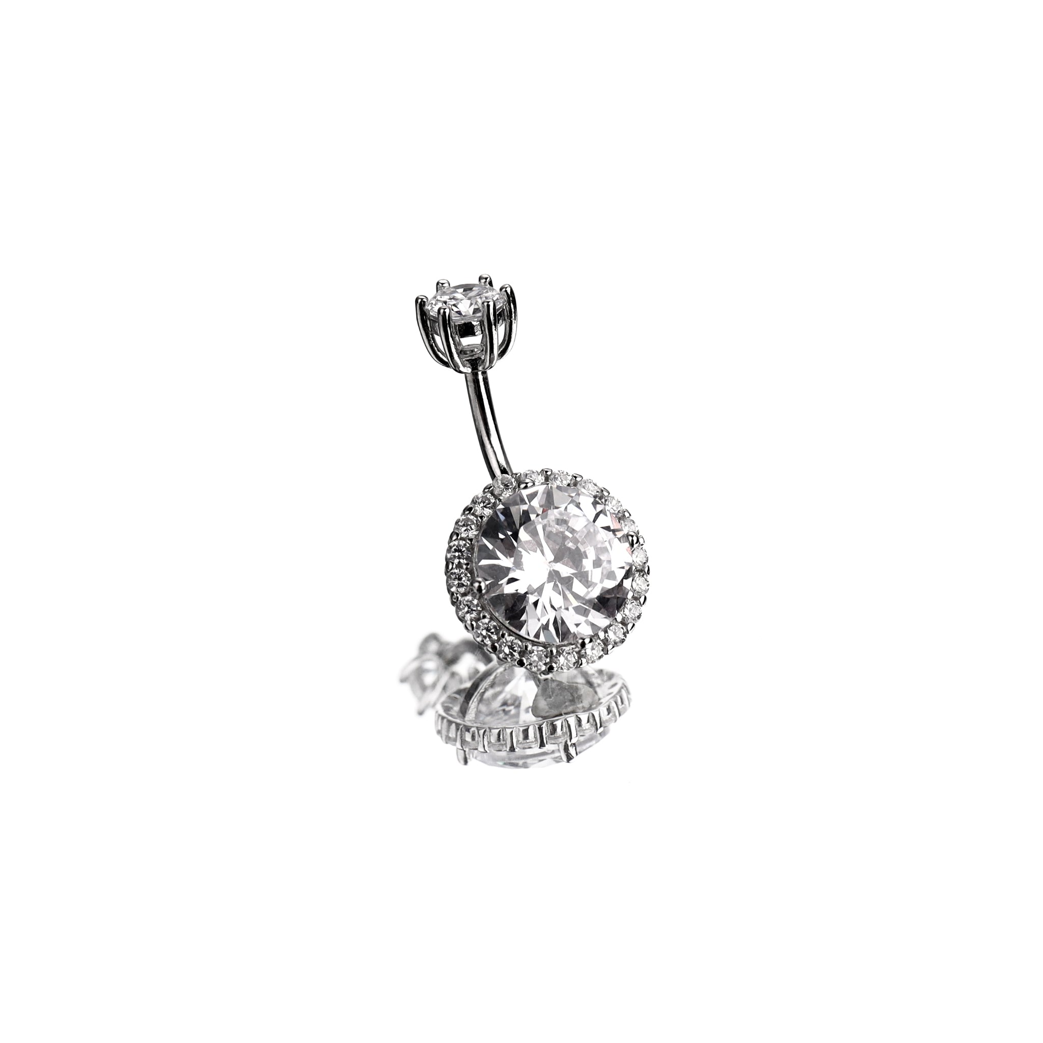 Sterling Silver Single Row Crystal Navel Ring ph3 未完成