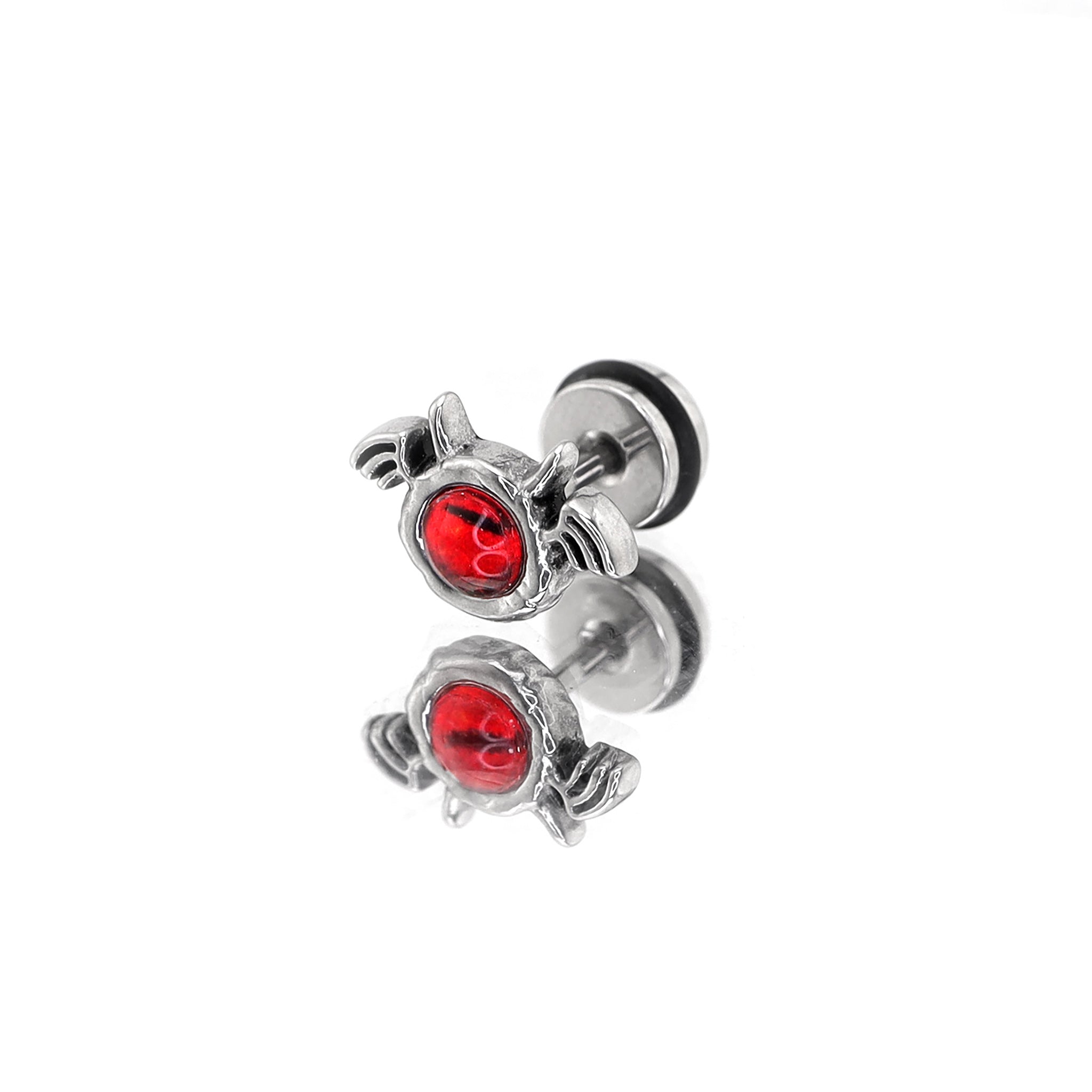 Red & Green Demon Wing stainless steel Ear Stud ph1
