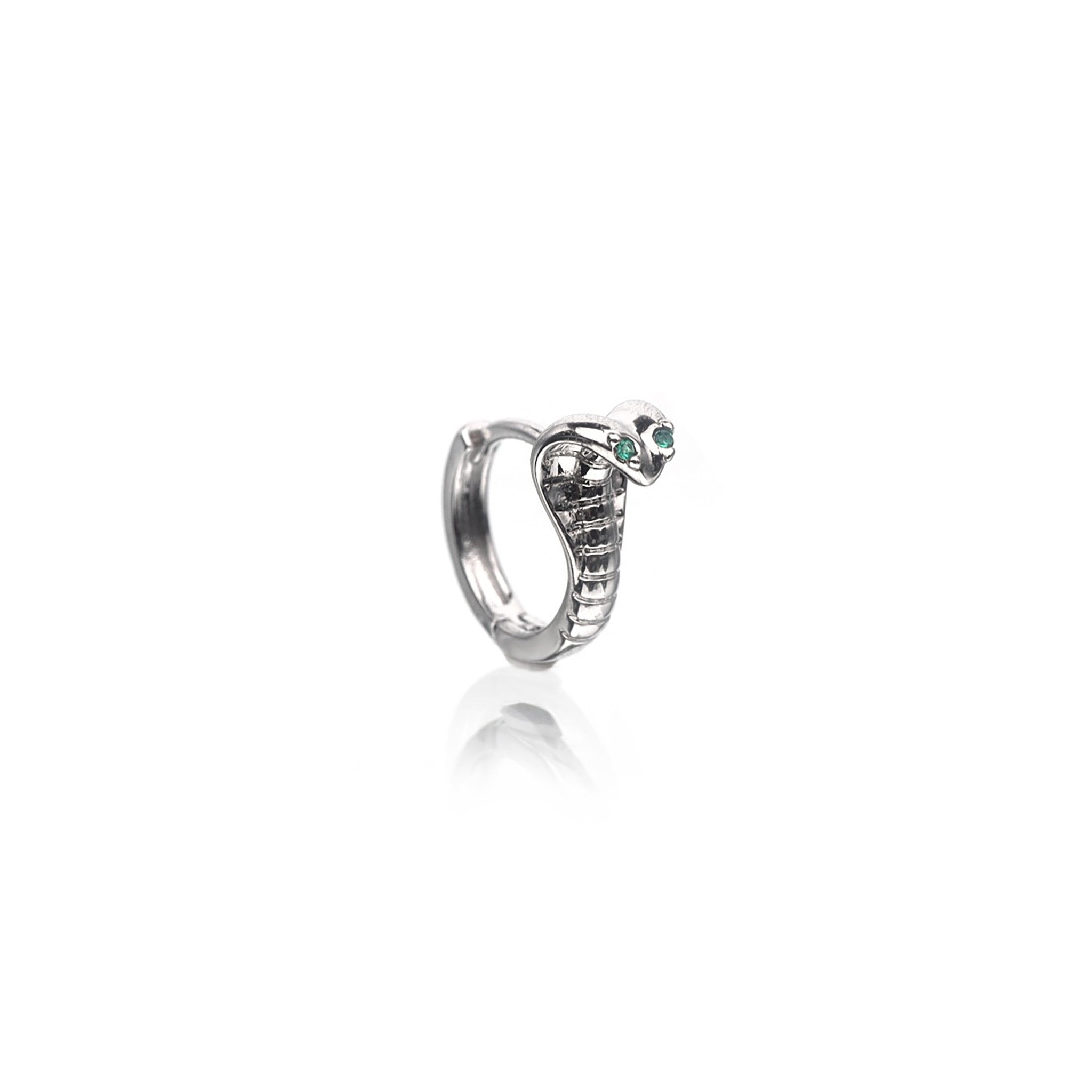 Green CZ Cobra Stainless Steel Earrings