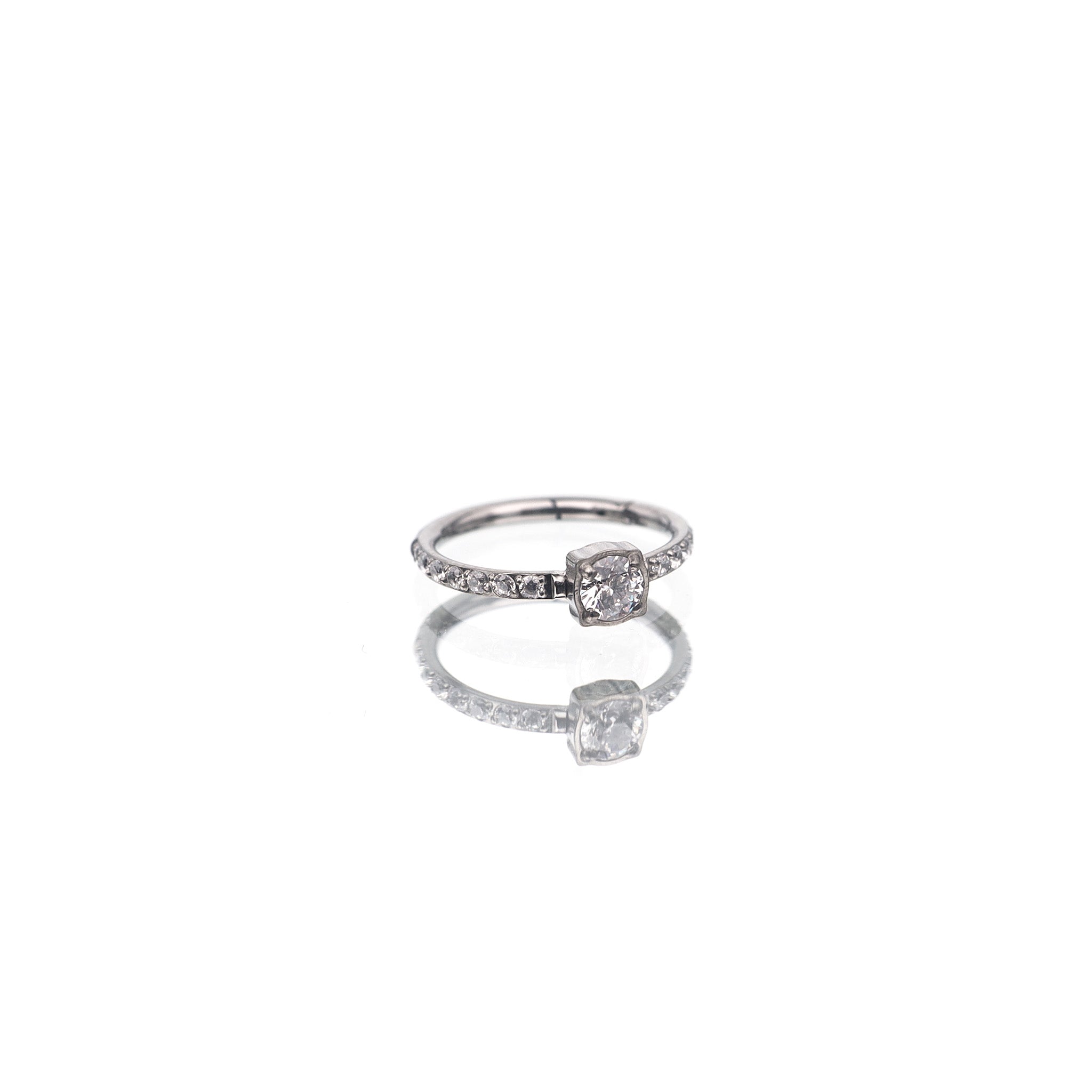 Pink & White Square CZ Stainless Steel Cartilage Ring