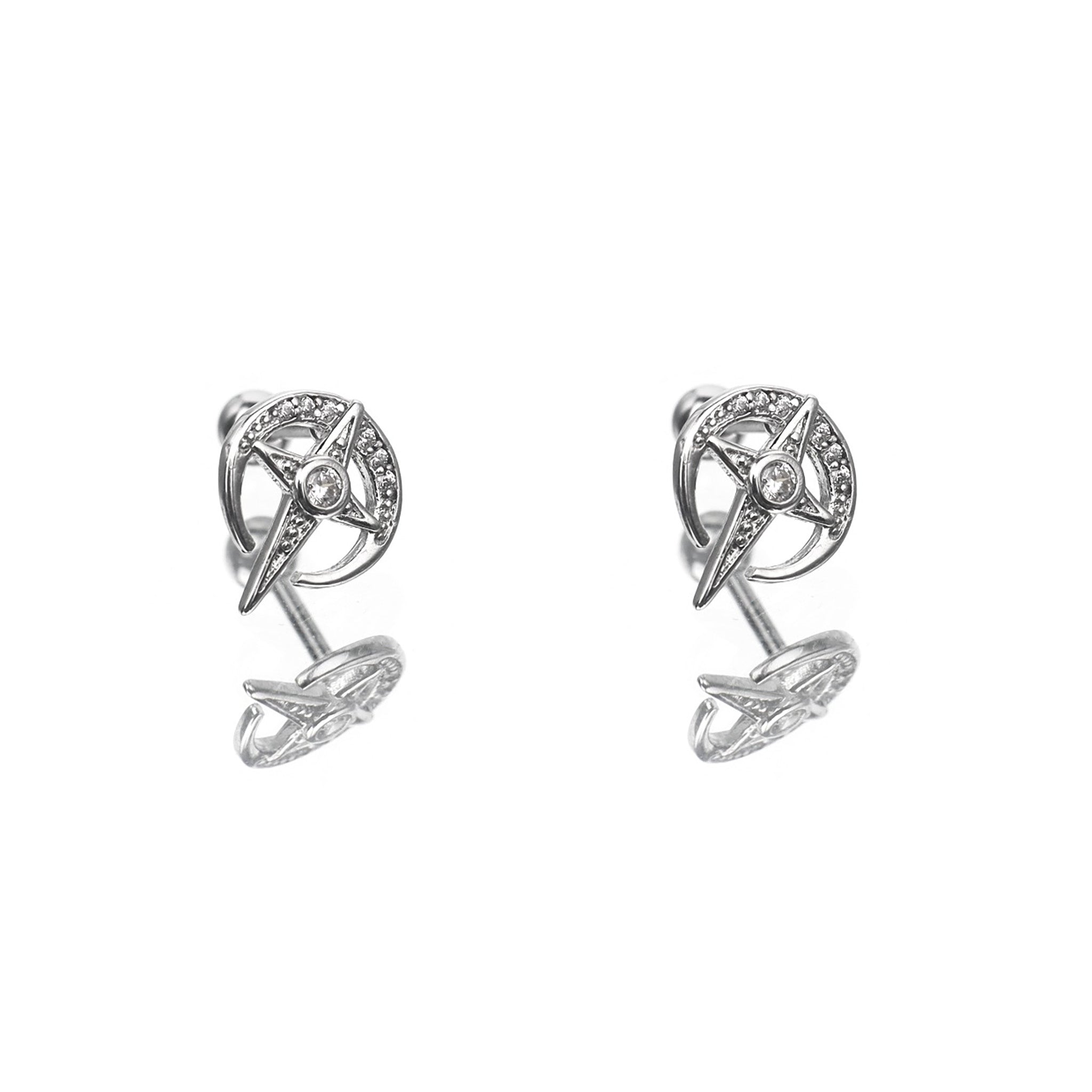 CZ Cross Star Stainless Steel Ear Studs