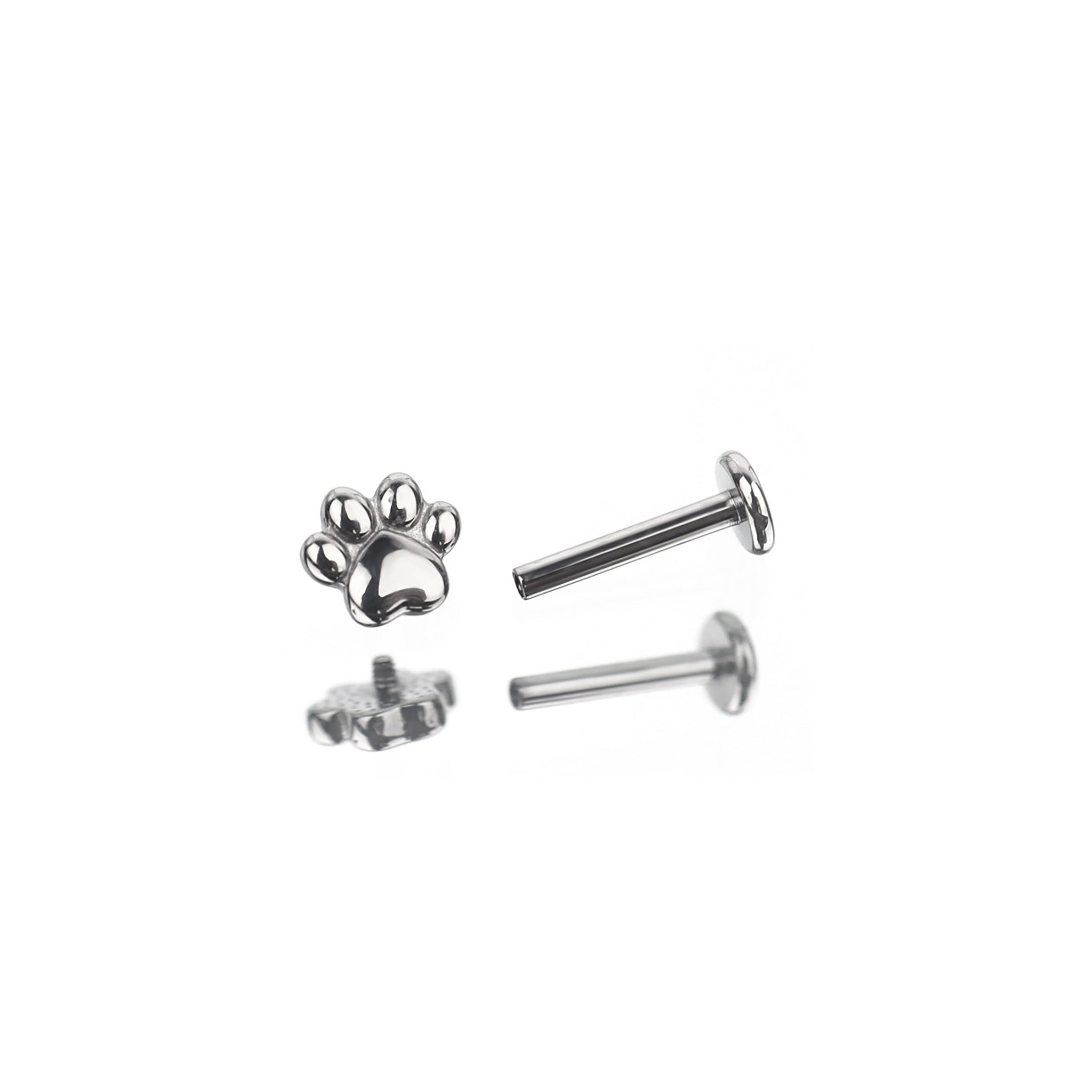 Cute Cat Paw Internally Threaded Stainless Steel Lip Ring