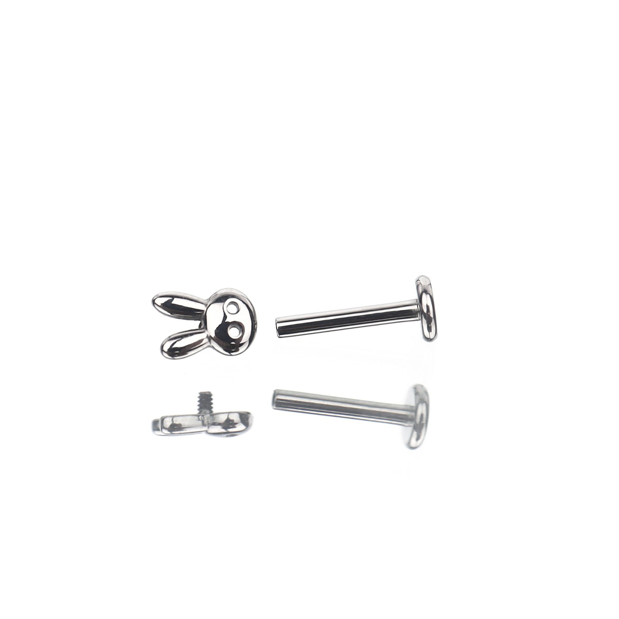 Cute Bunny Head Internally Threaded Stainless Steel Ear Studs