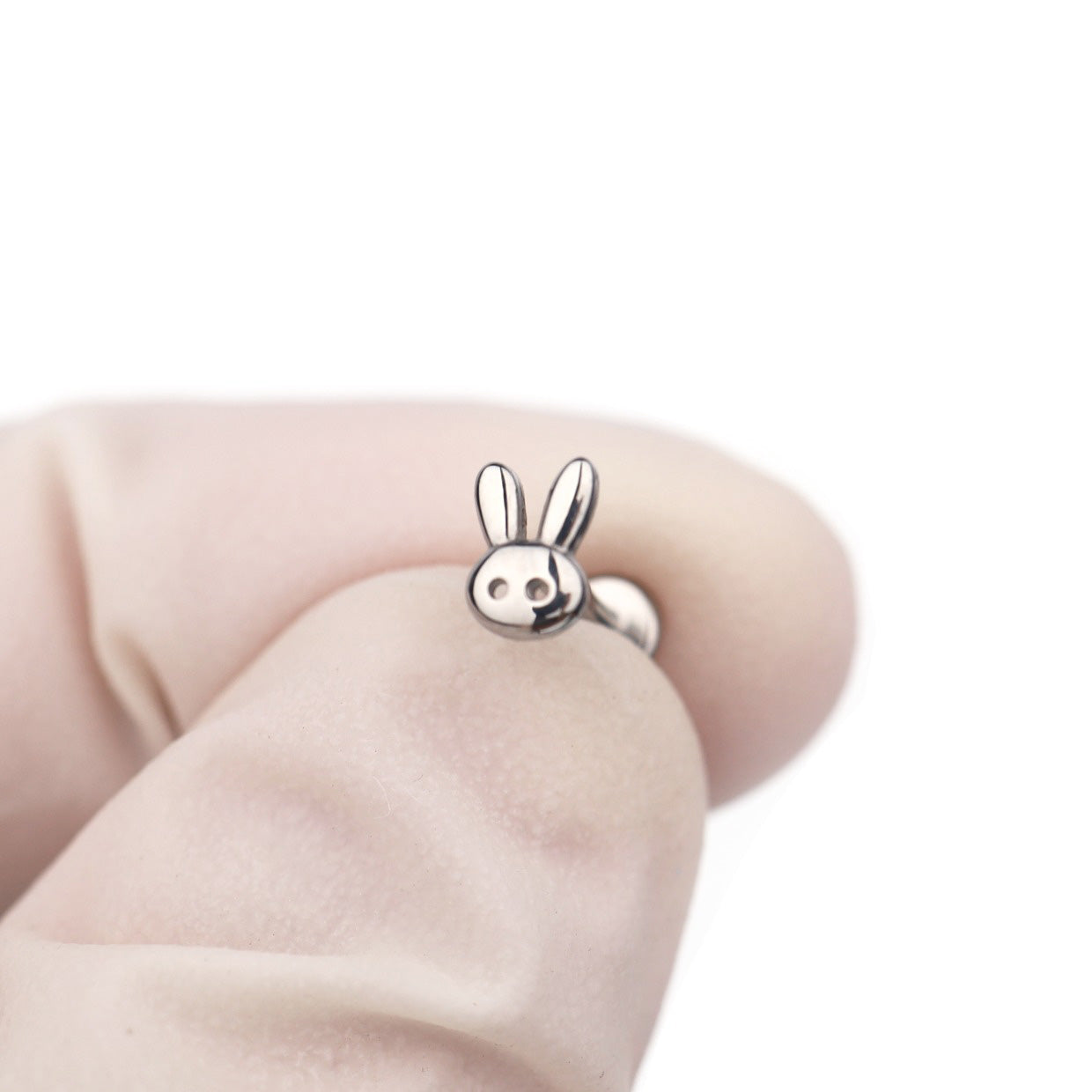 Cute Bunny Head Internally Threaded Stainless Steel Ear Studs