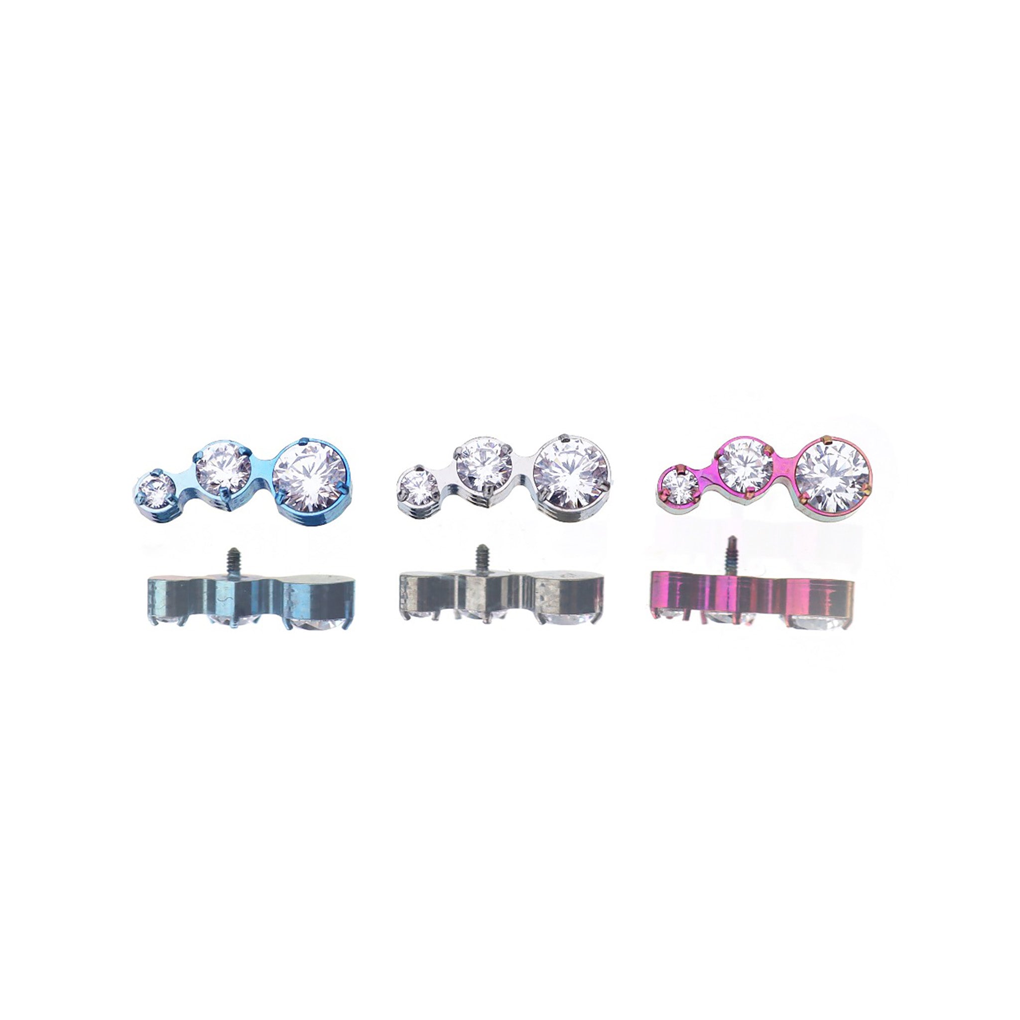 Gradient Triple CZ Circle Titanium Ear Studs ph2 未完成