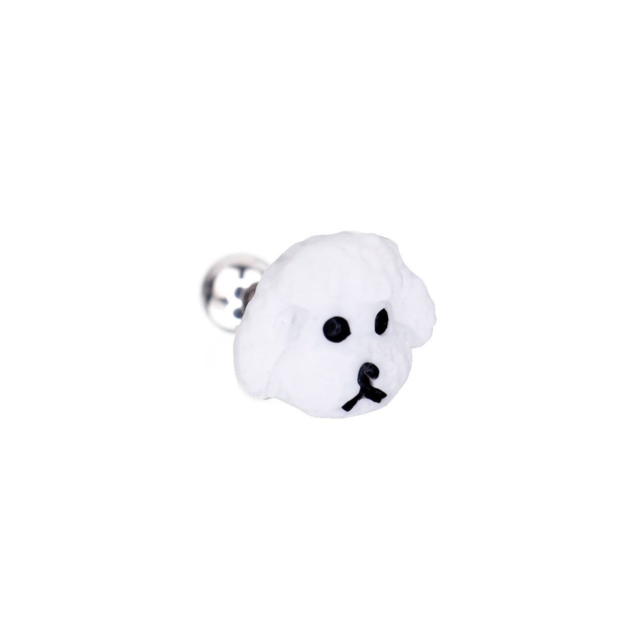 Resin White Puppy Stainless Steel Ear Studs