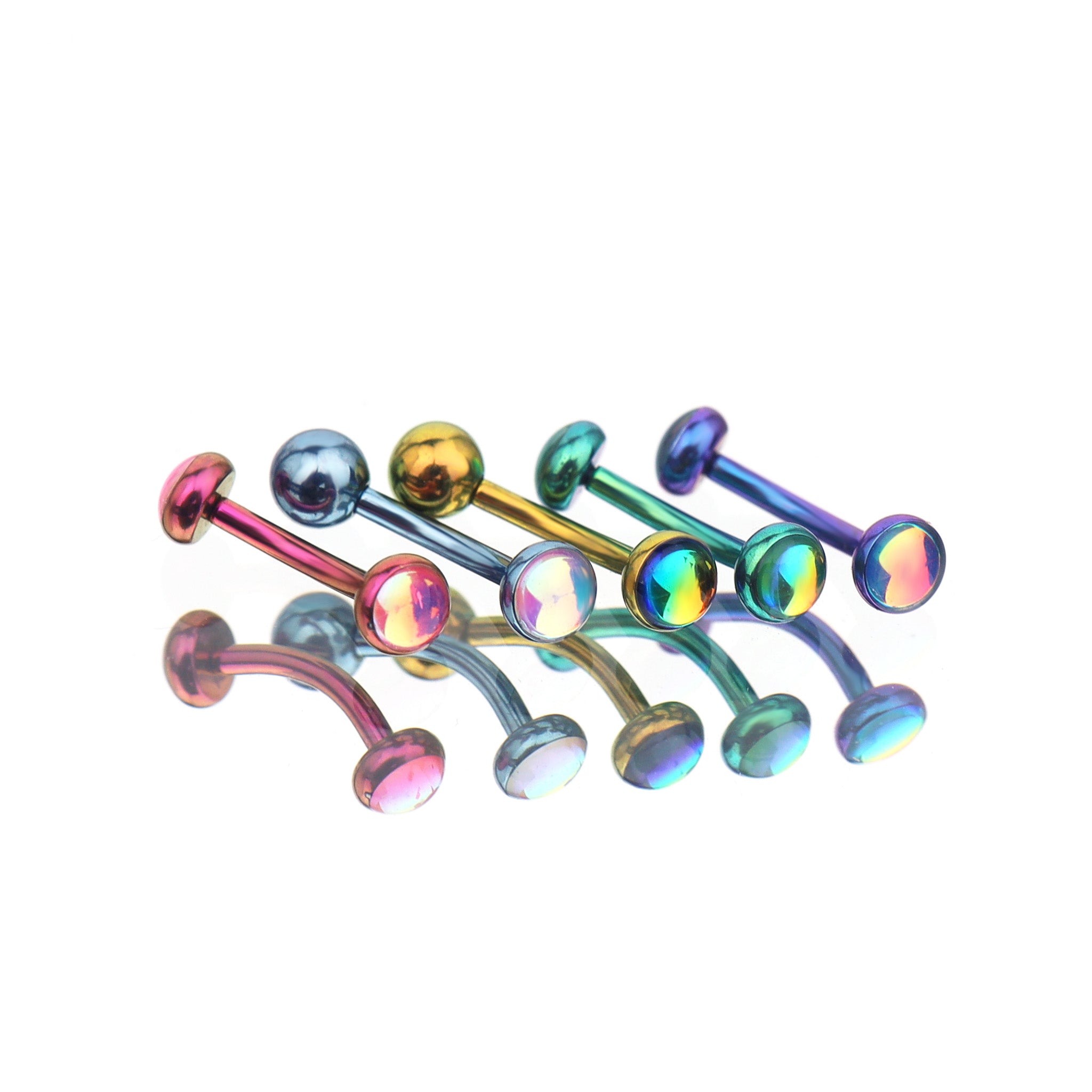 Double-Ended Rainbow Oil Slick Titanium Rook Jewelry