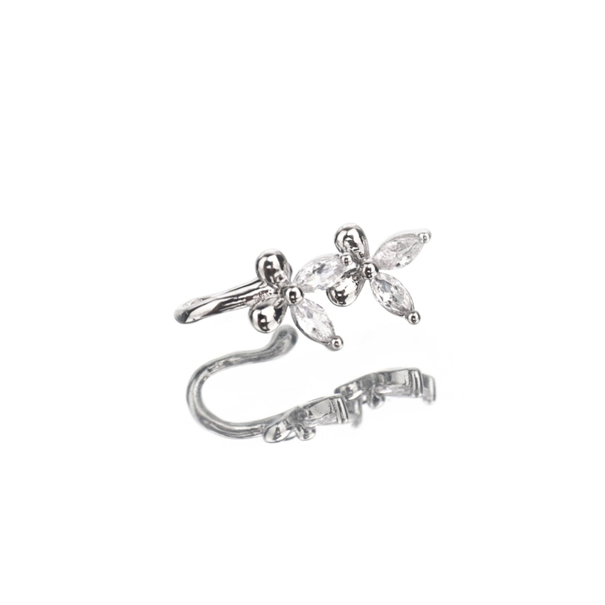 Silver CZ Double Butterfly Stainless Steel Nose Clip ph2 未完成