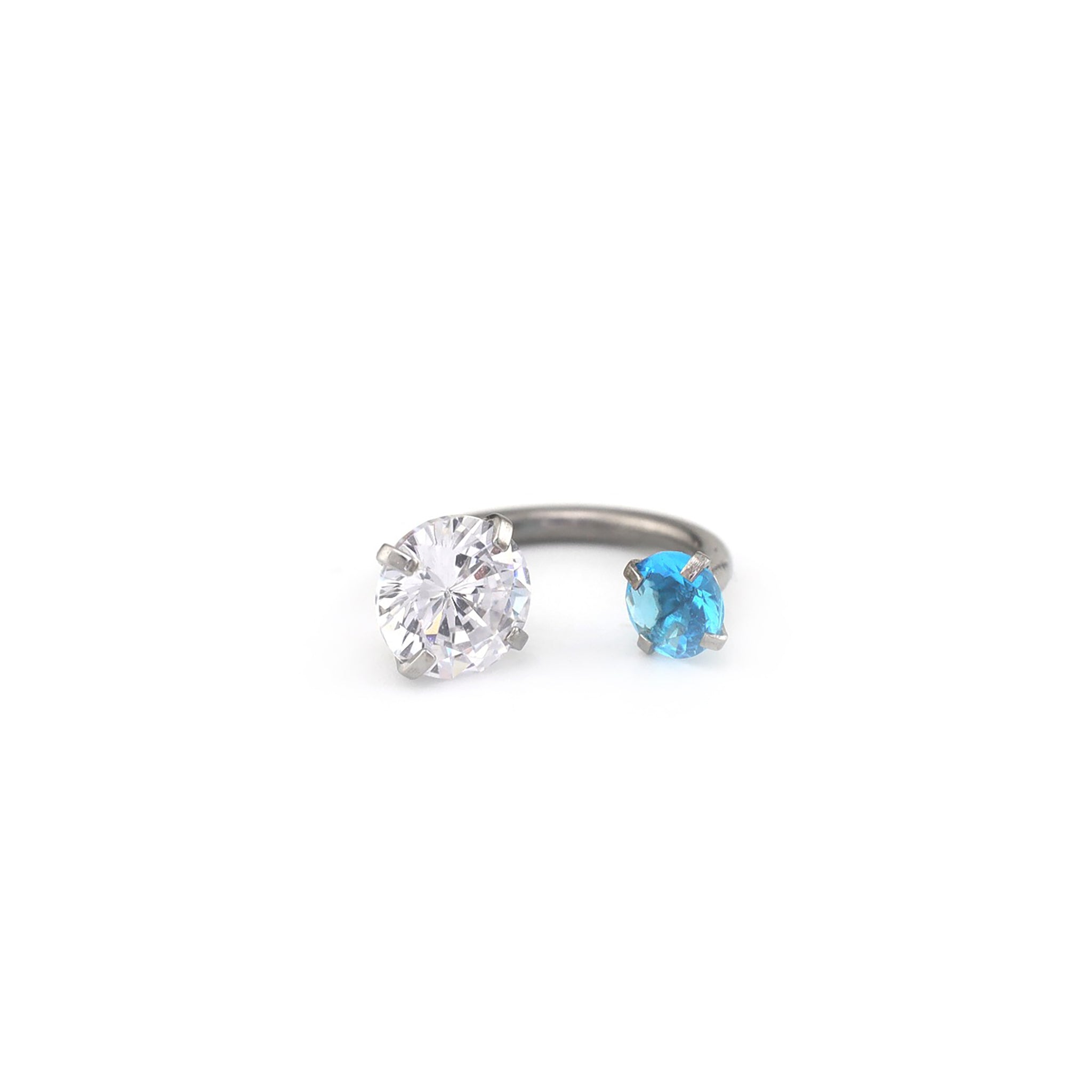Asymmetric Rainbow CZ Stainless Steel Horseshoe Ring