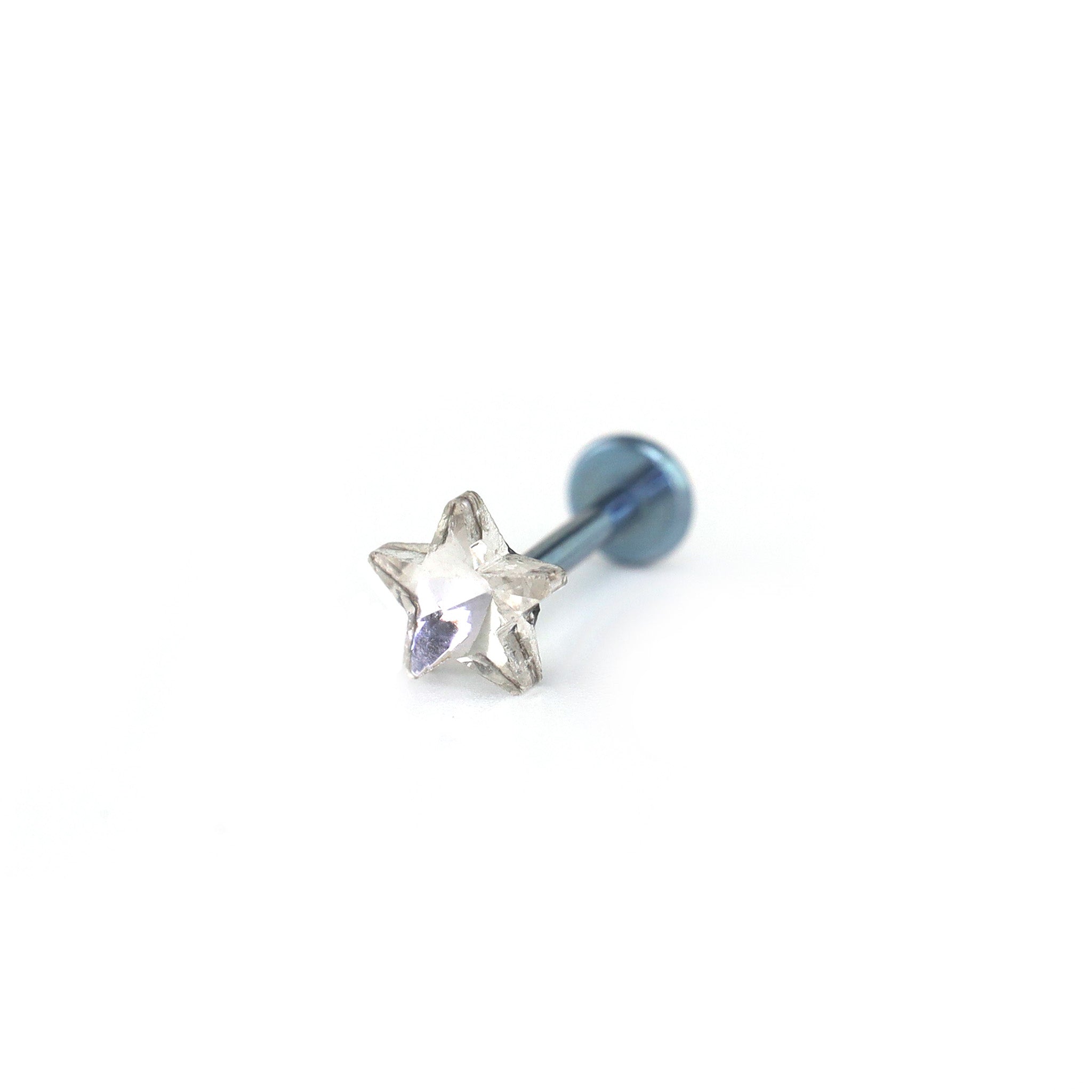 Crystal Star Internally Threaded Titanium Labret Stud