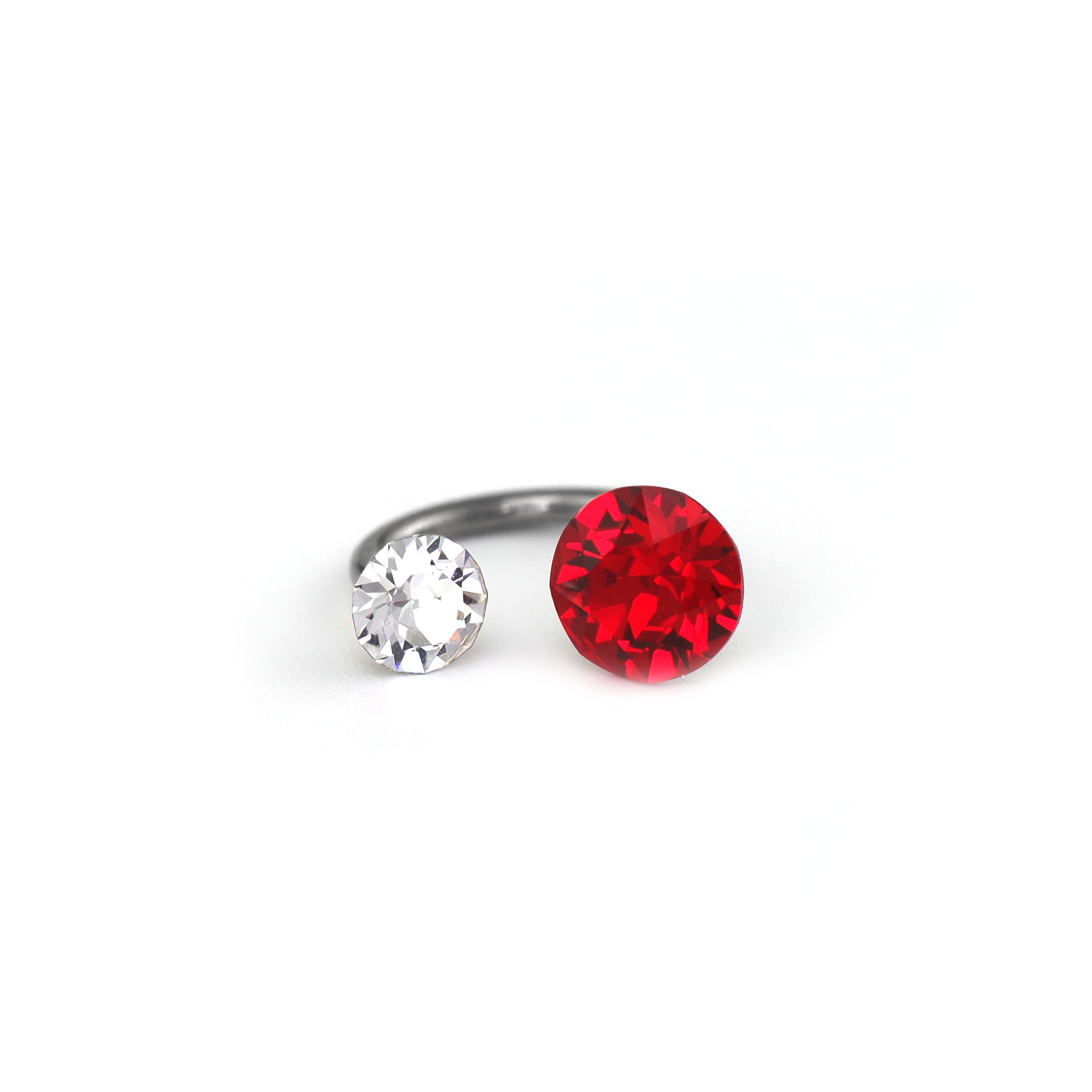 Asymmetric High-Shine Bezel-Set CZ Titanium Horseshoe Ring