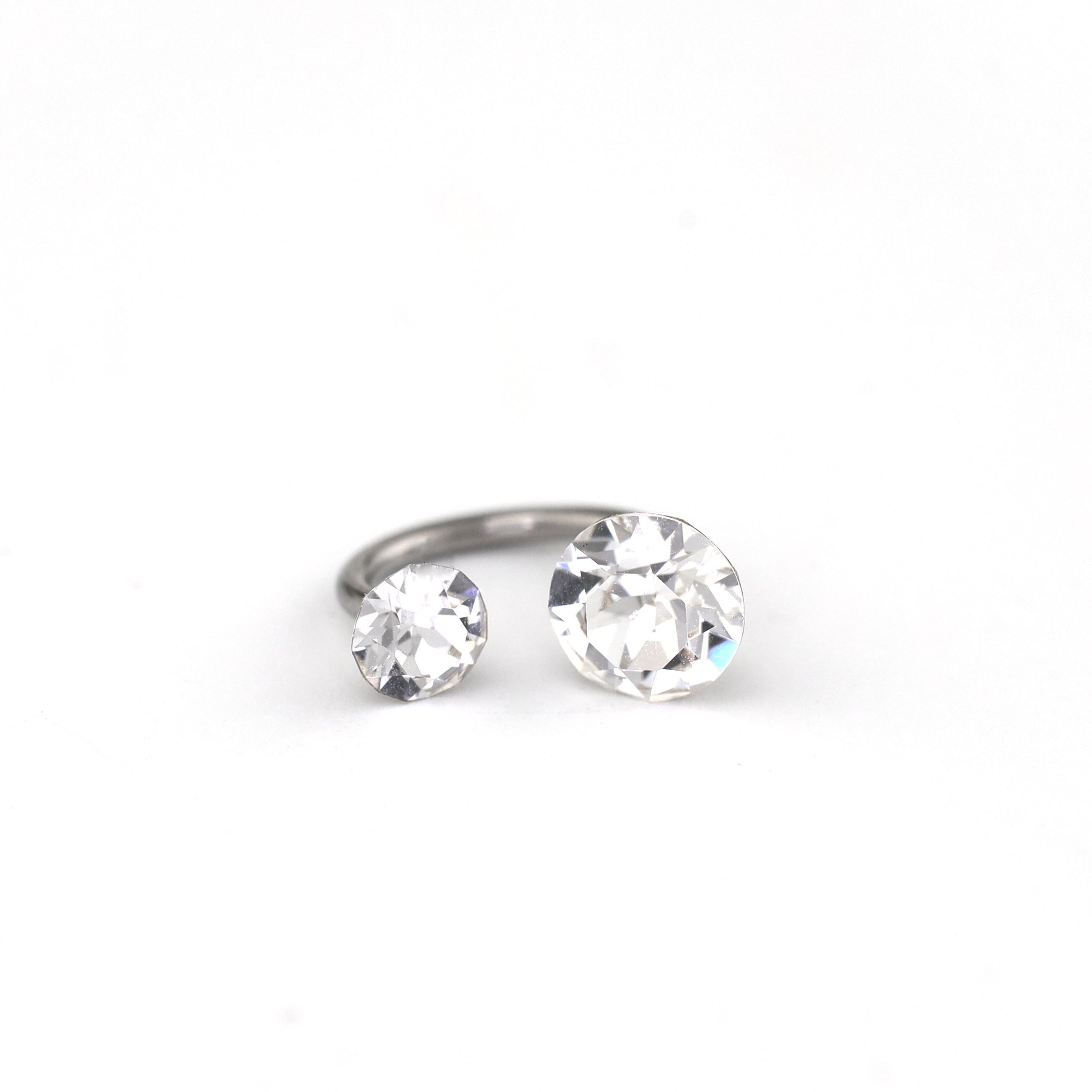 Asymmetric High-Shine Bezel-Set CZ Titanium Horseshoe Ring