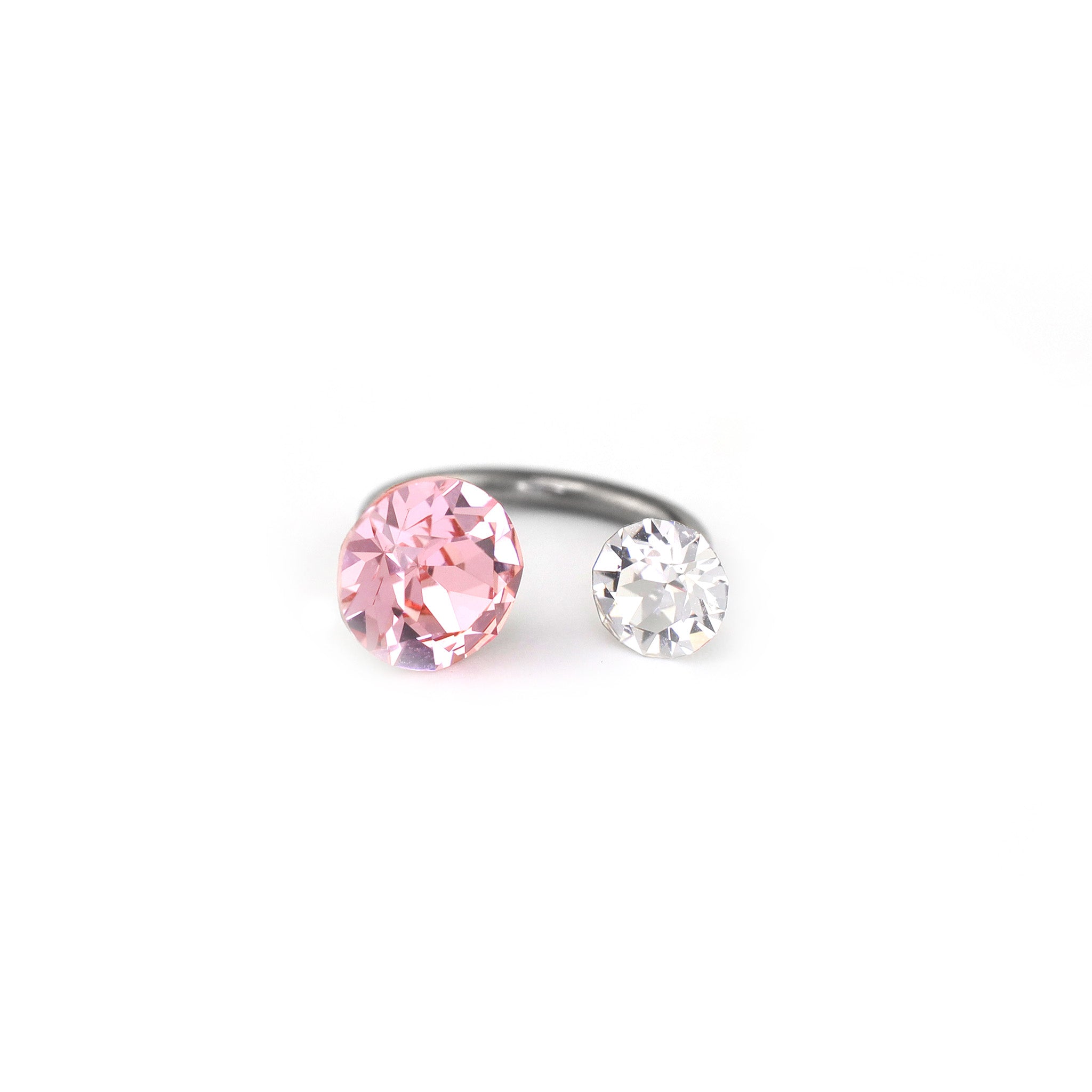 Asymmetric High-Shine Bezel-Set CZ Titanium Horseshoe Ring