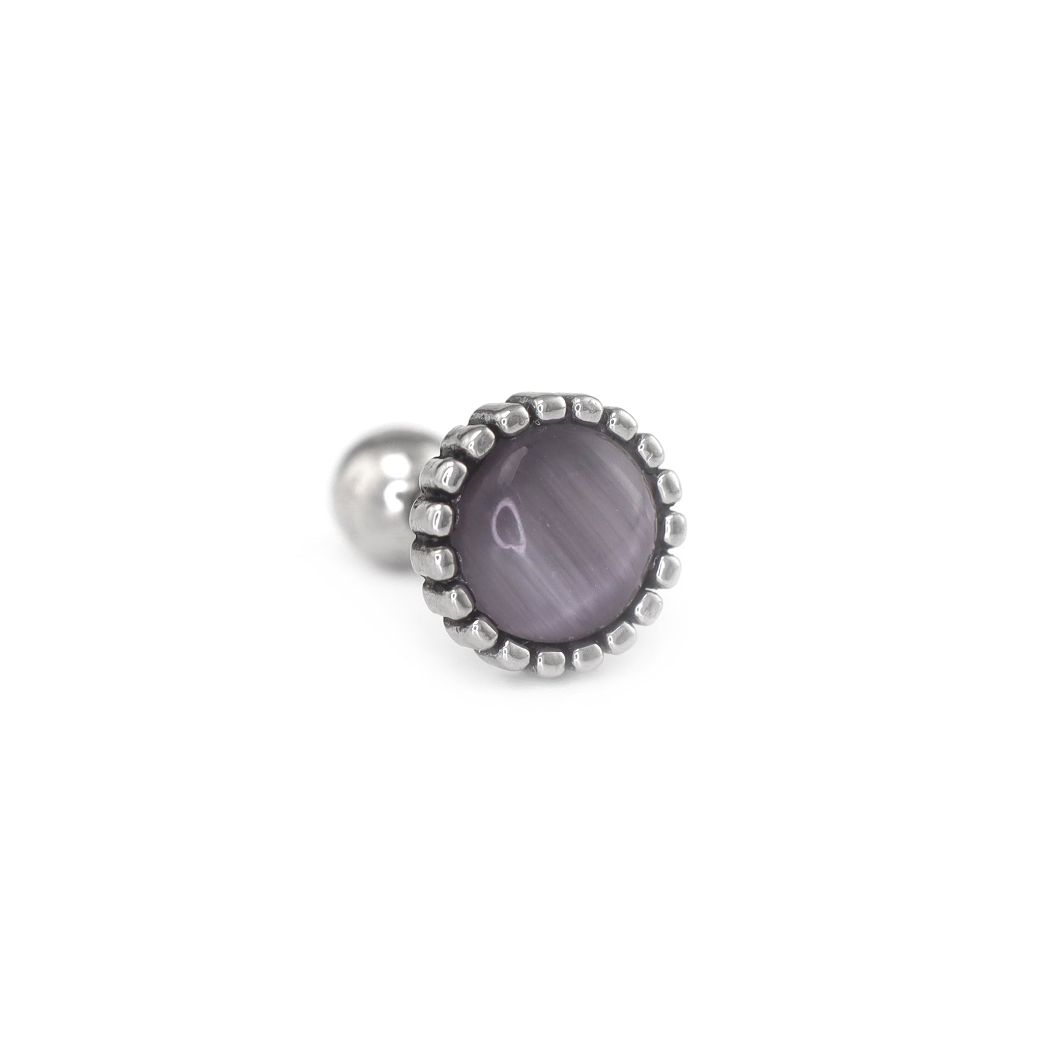 Gray & Blue CZ Externally Threaded Stainless Steel Ear Studs