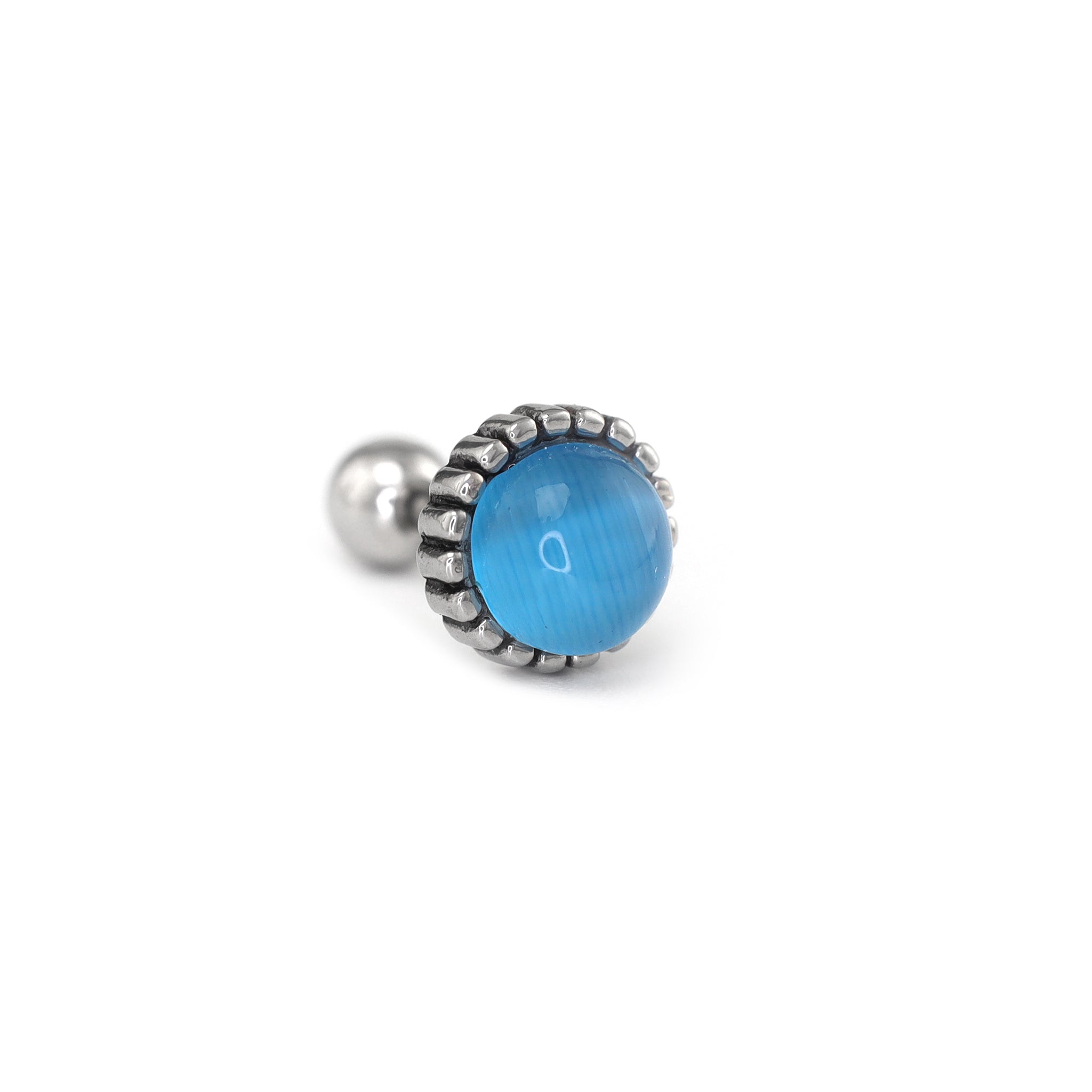 Gray & Blue CZ Externally Threaded Stainless Steel Ear Studs