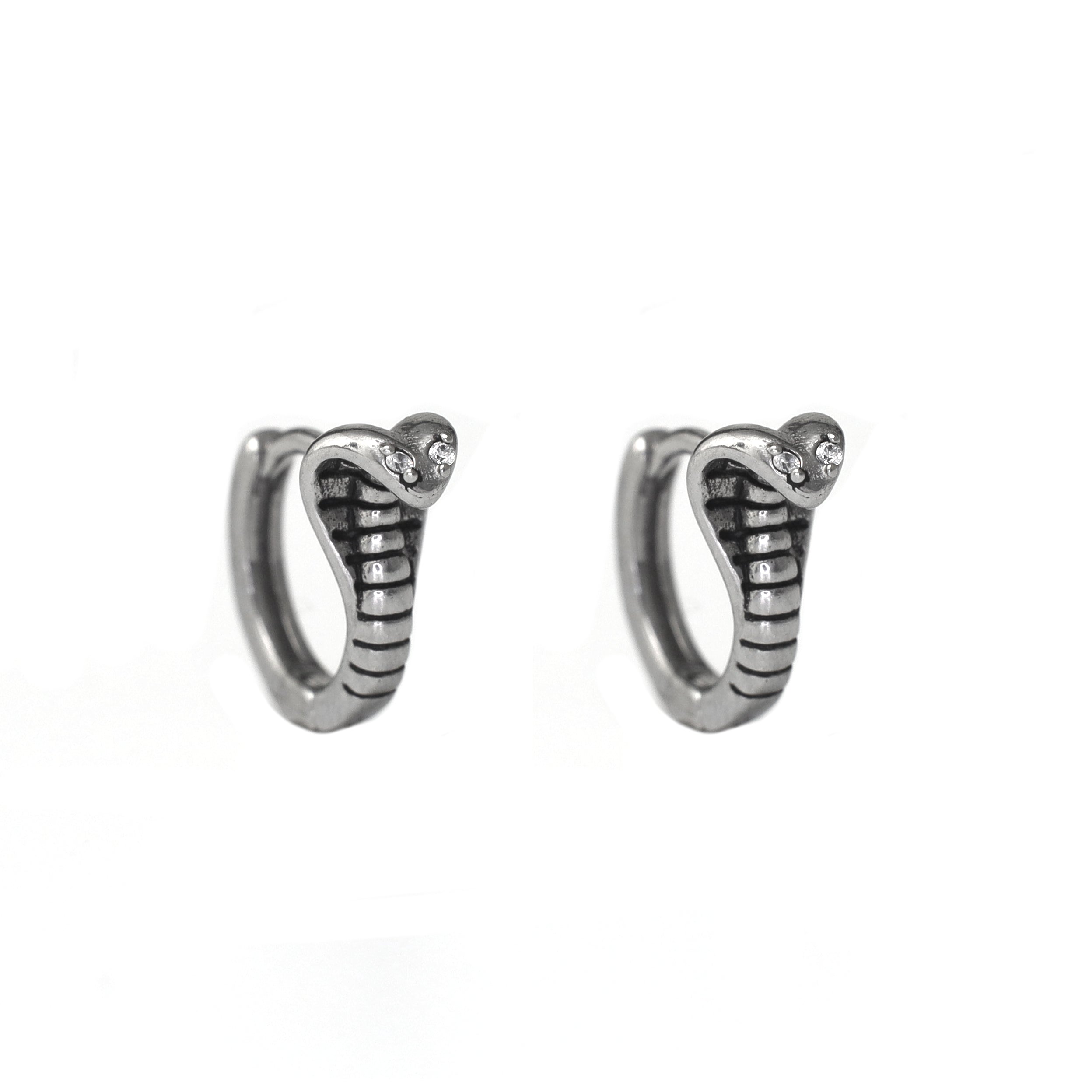 White CZ Eyed Serpent 3D Stainless Steel Stainless Steel