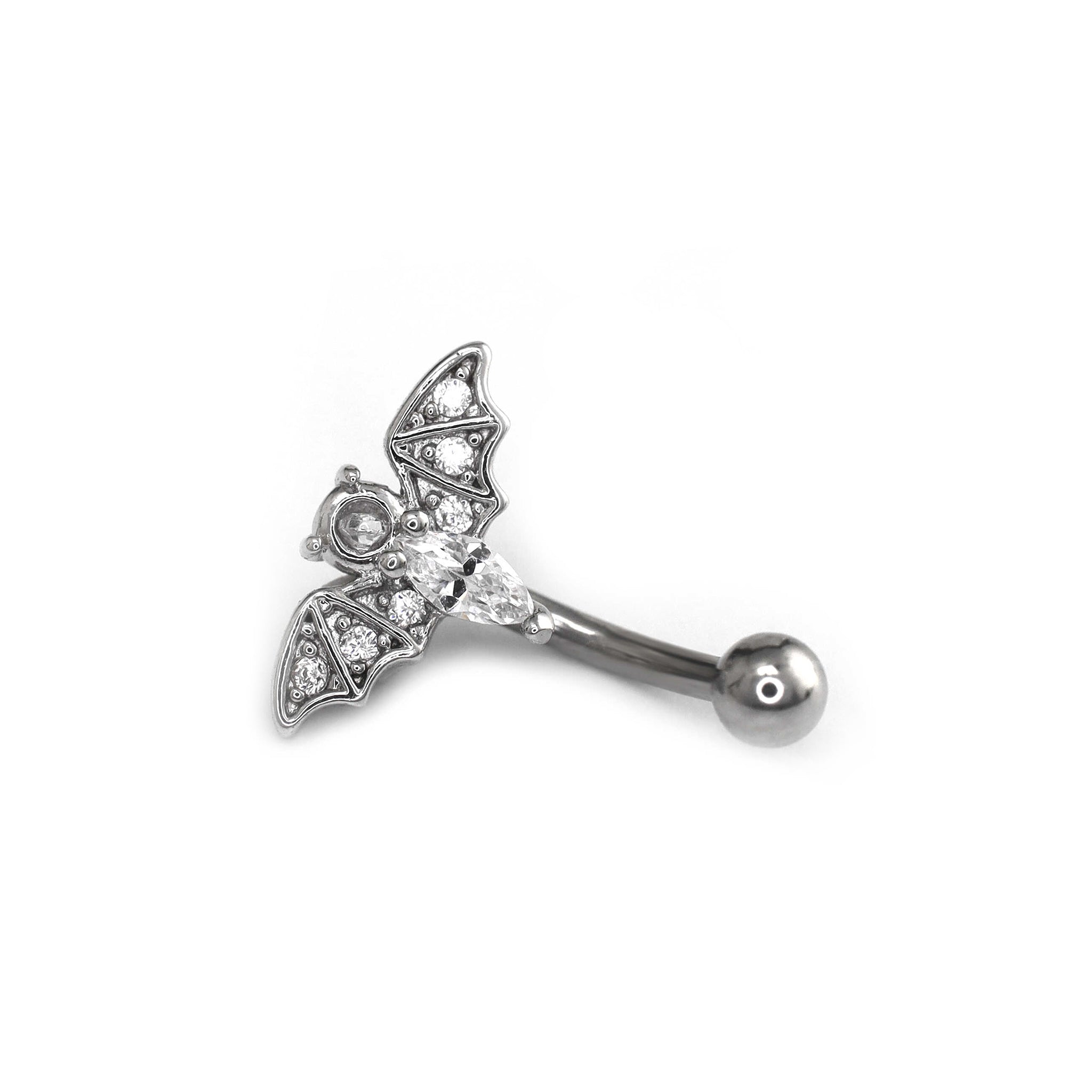 CZ Bat Externally Threaded Stainless Steel Brow Studs