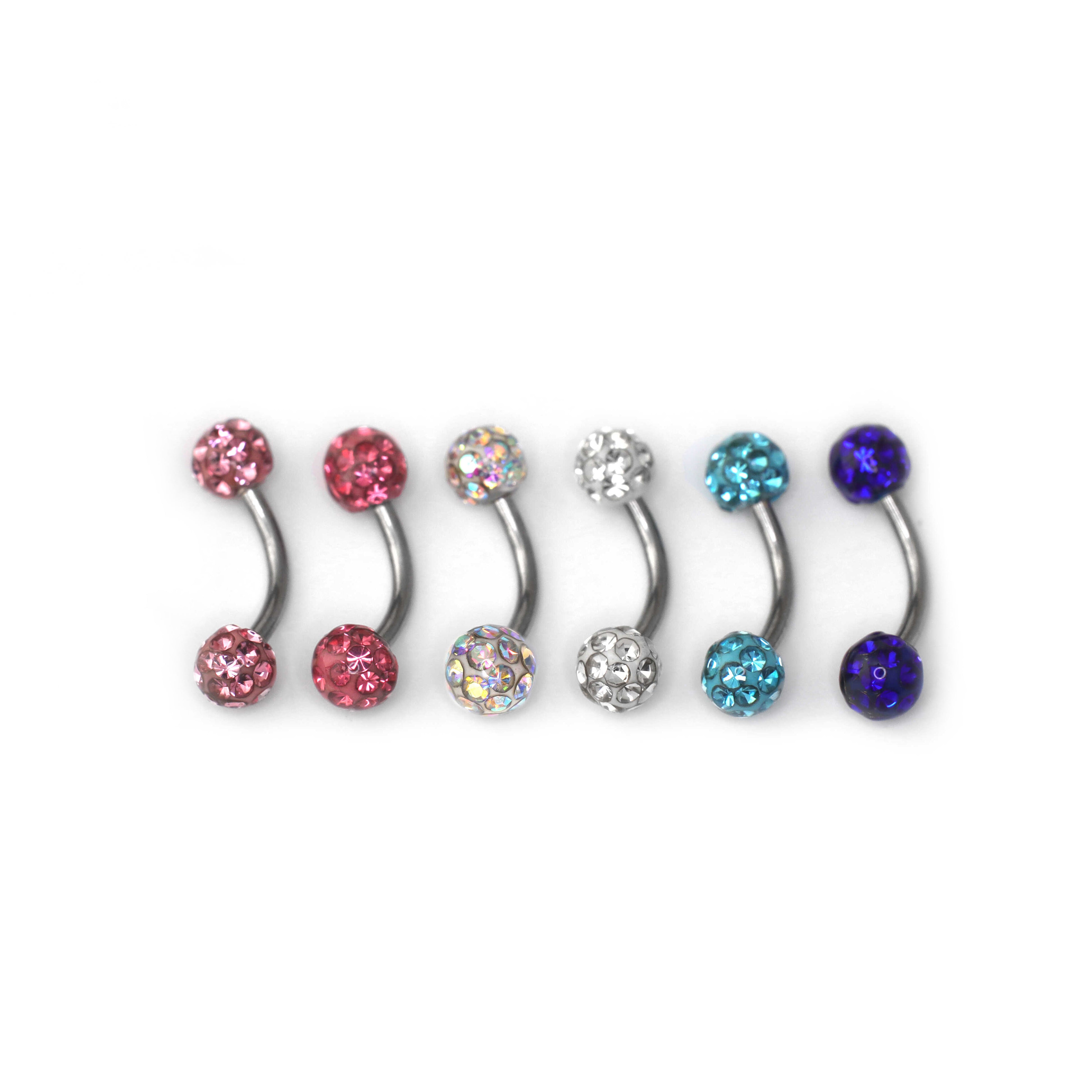 16G Full CZ Externally Threaded Stainless Steel Brow Studs