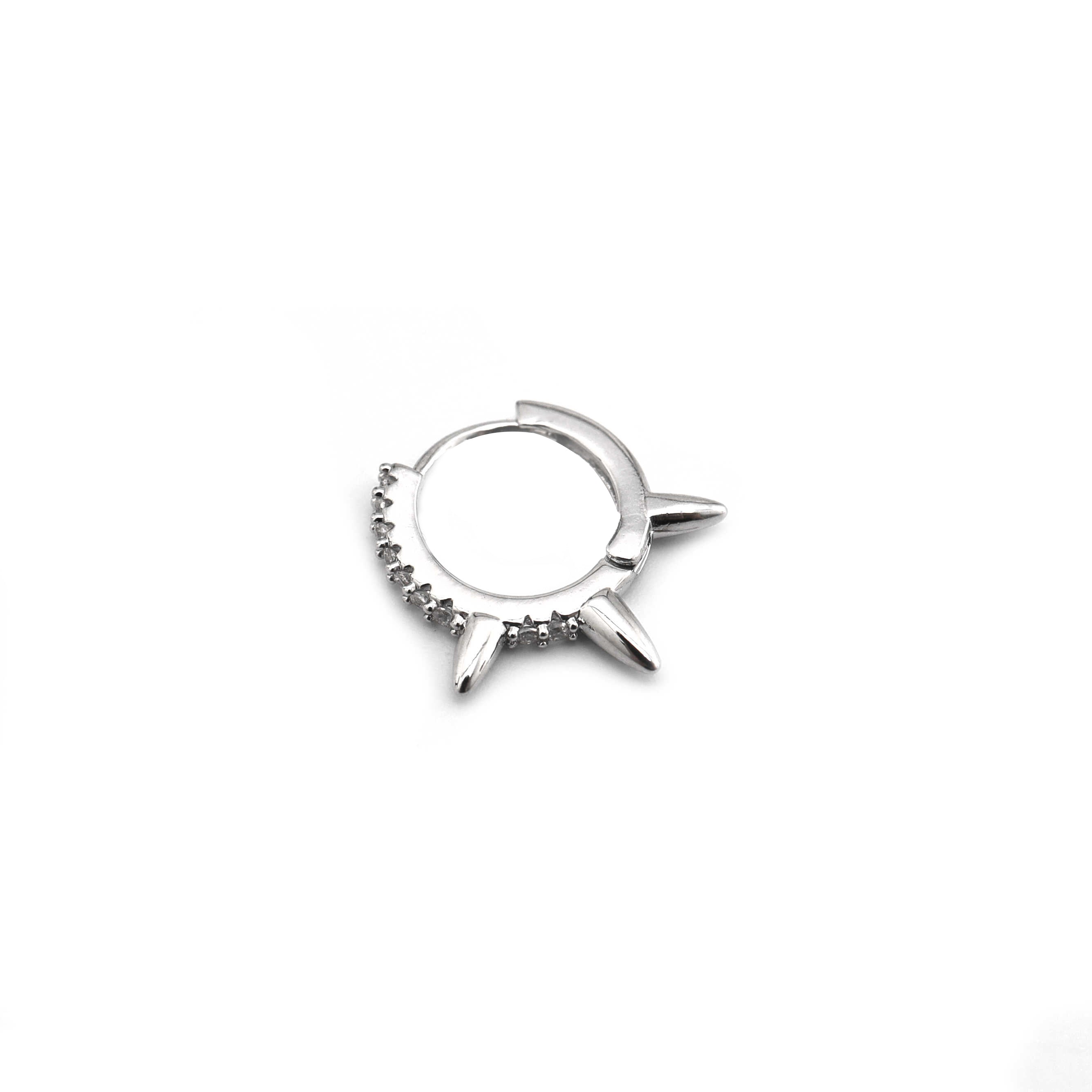 Side-Set CZ Spike Stainless Steel Earrings ph2