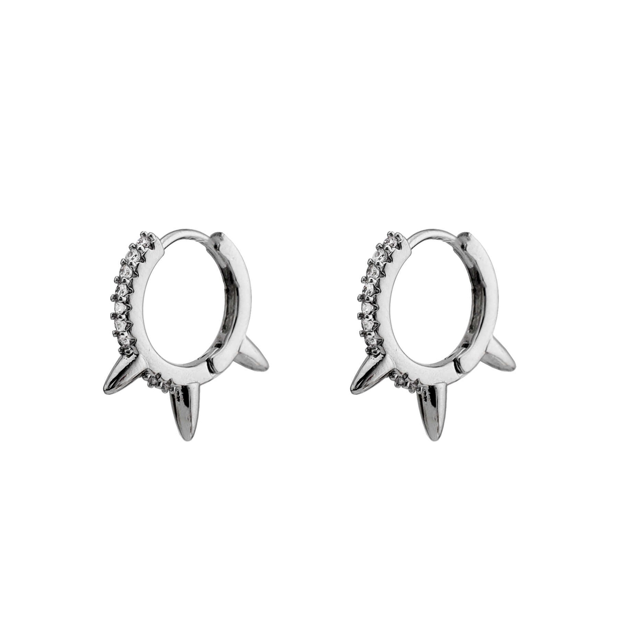 Side-Set CZ Spike Stainless Steel Earrings ph2