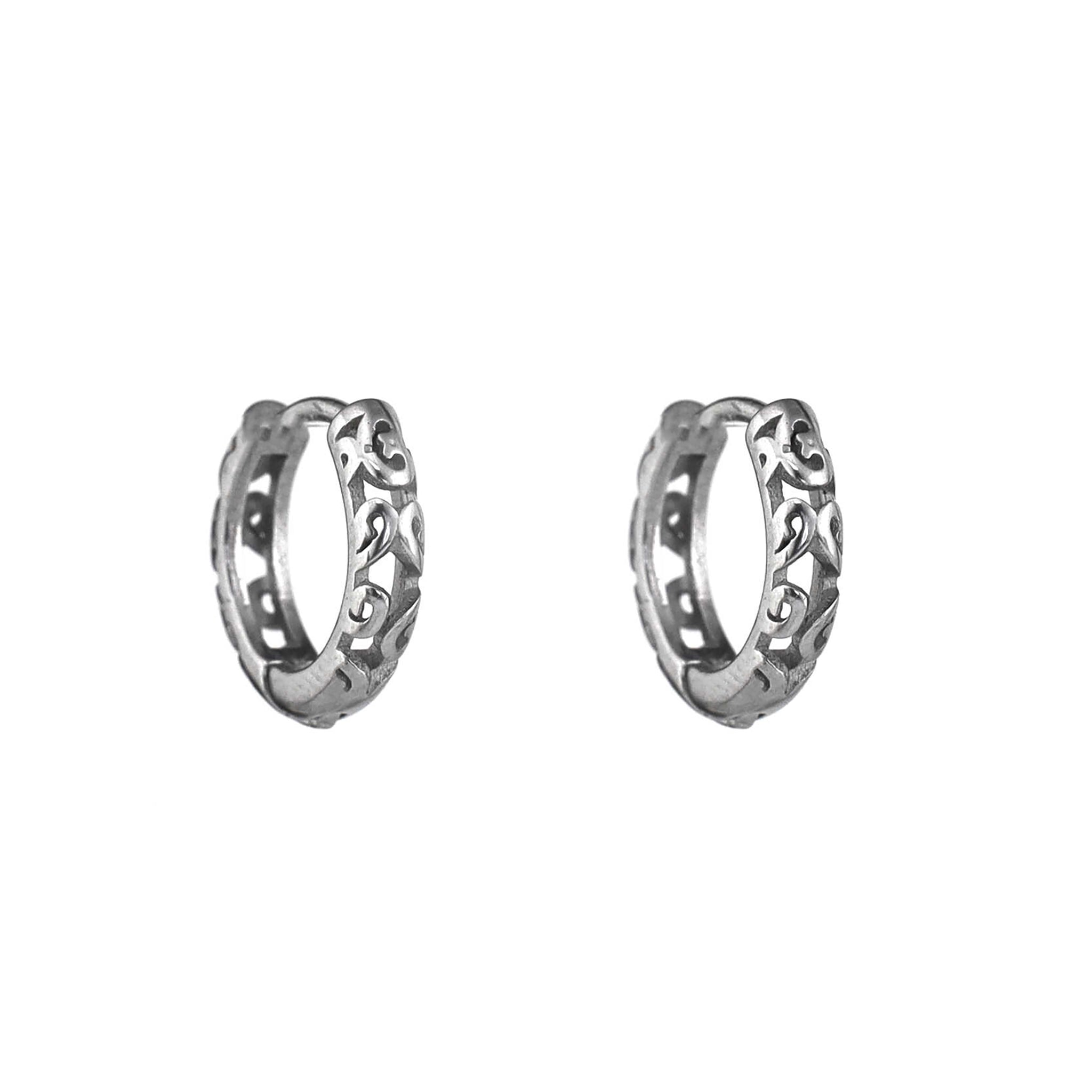 Openwork Vine Pattern Stainless Steel Earrings ph2