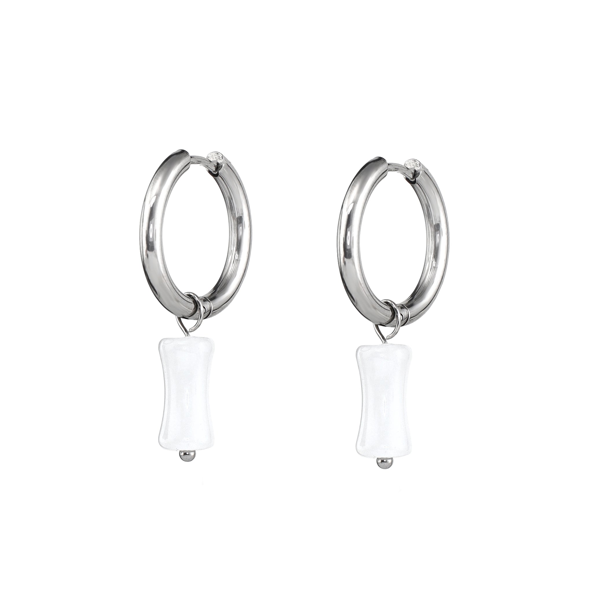 PAIR OF Black, White & Green Bamboo Segment Dangle Earrings ph2