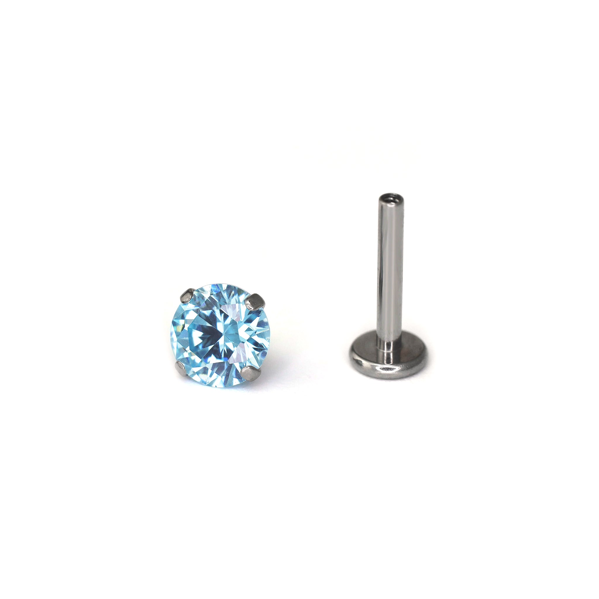 Blue CZ Internally Threaded Titanium Studs ph2