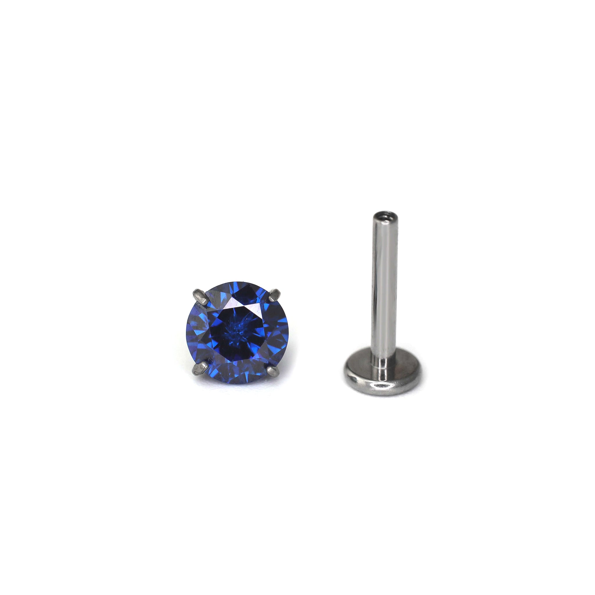 Blue CZ Internally Threaded Titanium Studs ph2