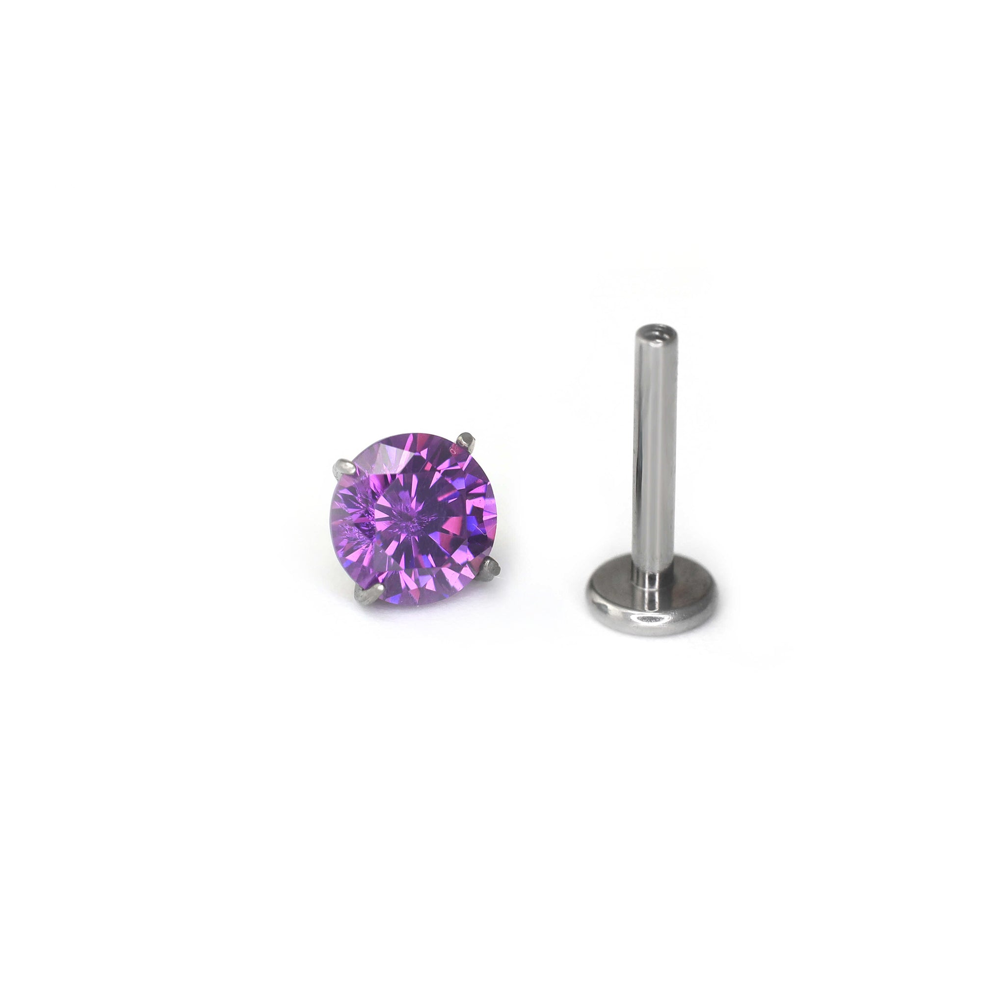 Purple & Green CZ Internally Threaded Titanium Studs ph2