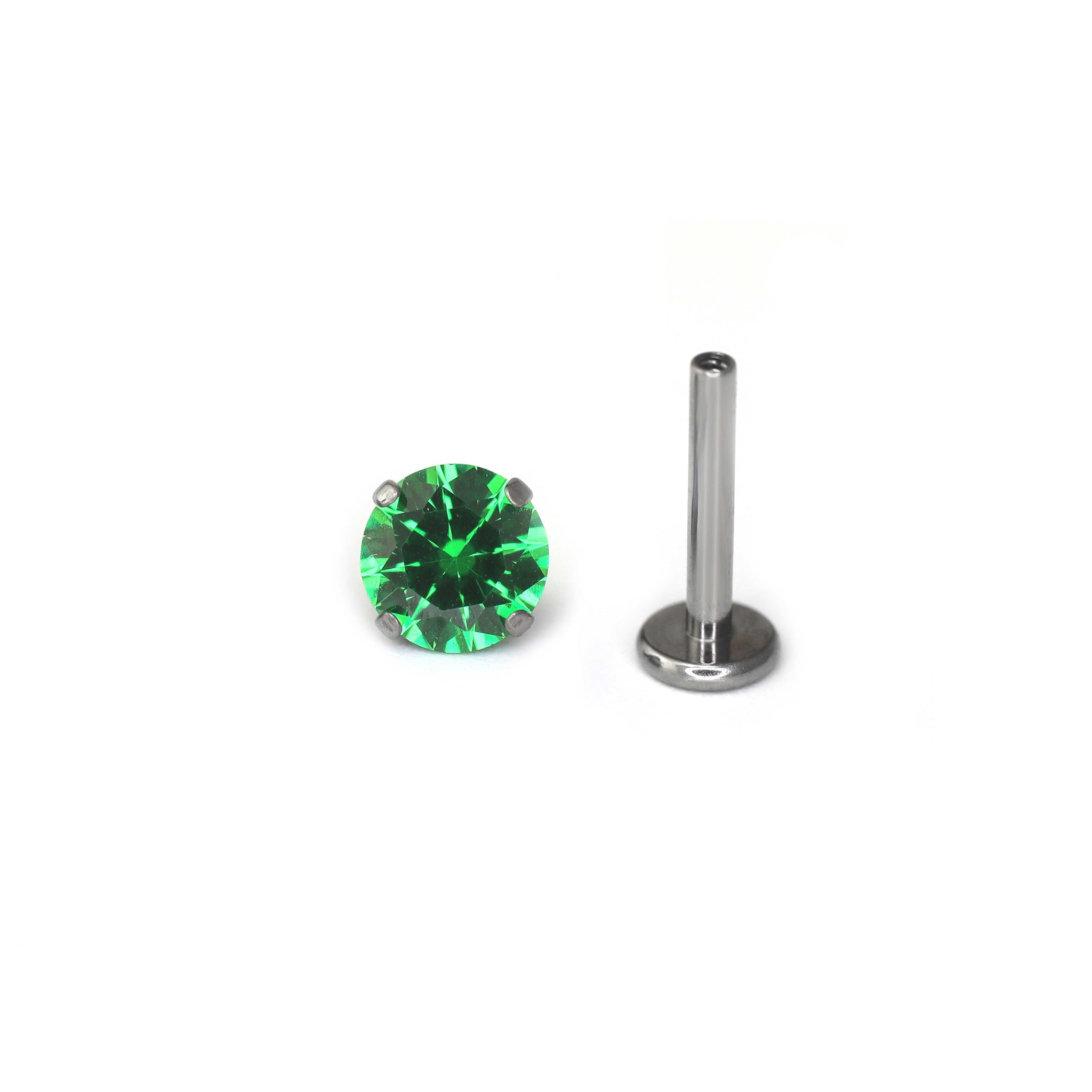 Purple & Green CZ Internally Threaded Titanium Studs ph2