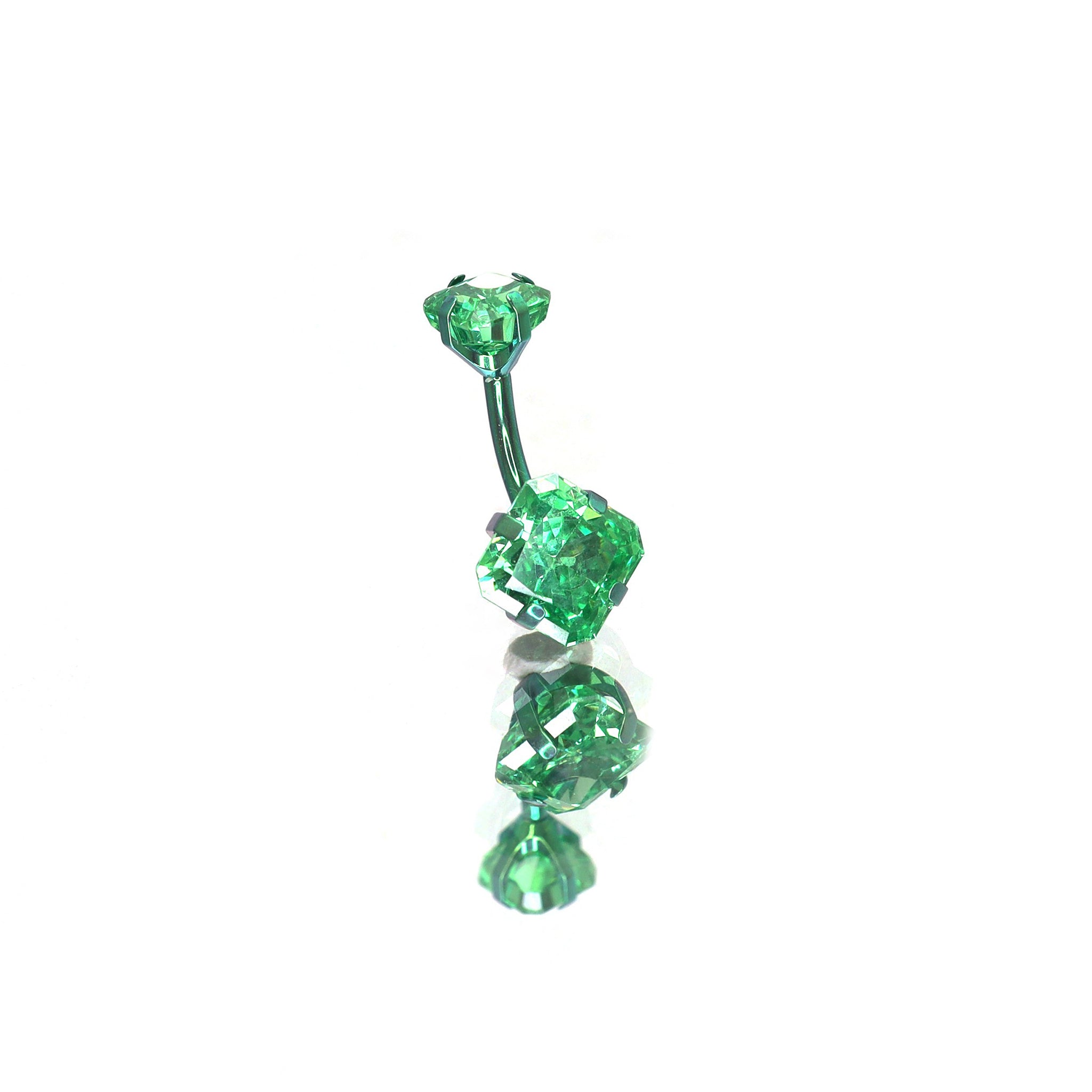 High-Shine Square CZ Titanium Navel Ring