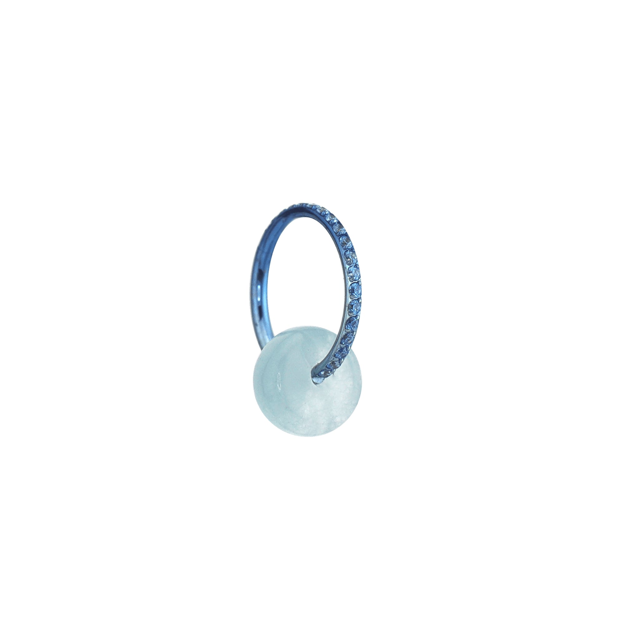 Side-Set CZ & Simulated Jade Dangle Titanium Earrings ph2
